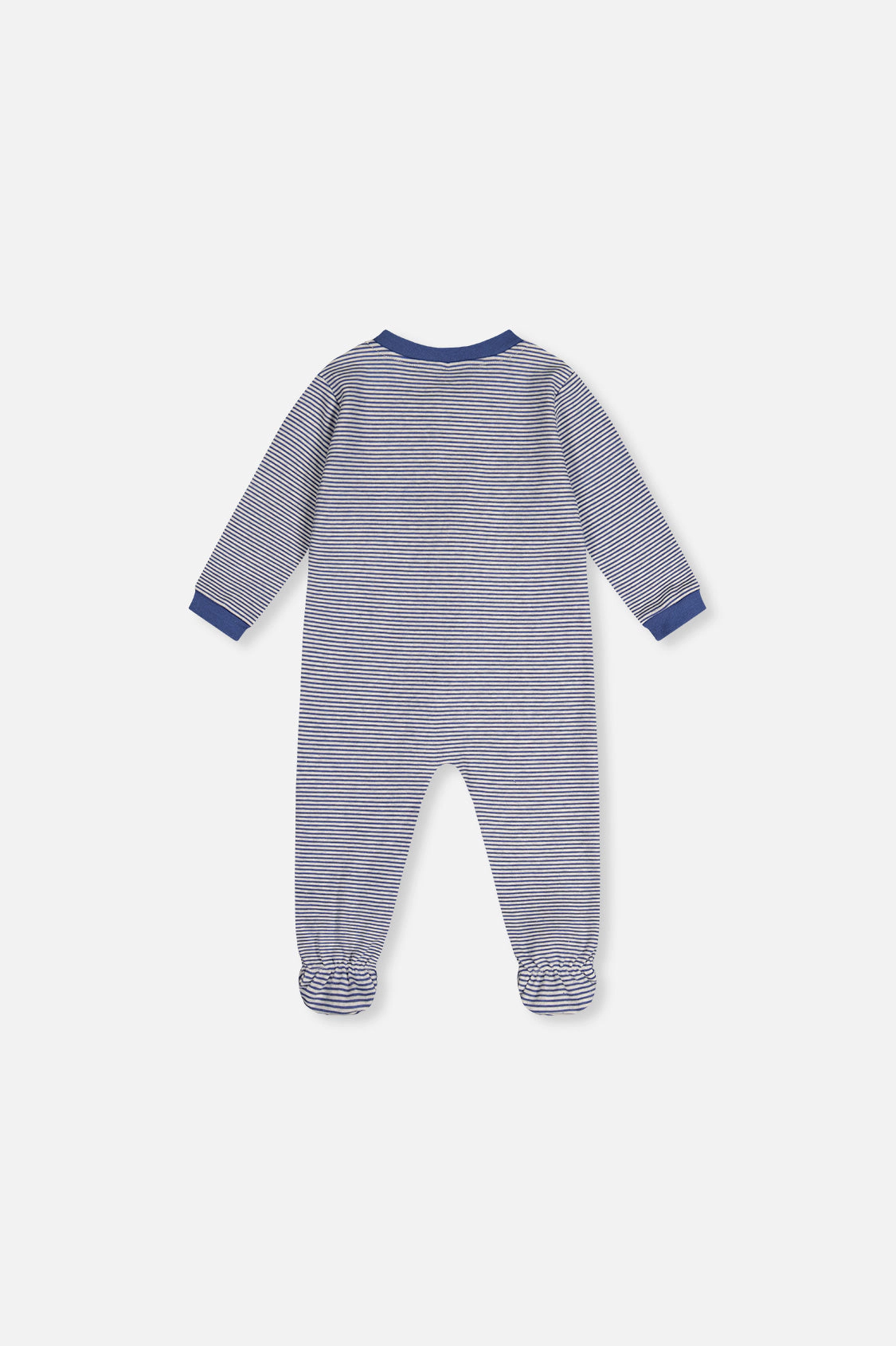 Deux par Deux Boys Organic Cotton Stripe Print Front Zip Footed One Piece Pajama