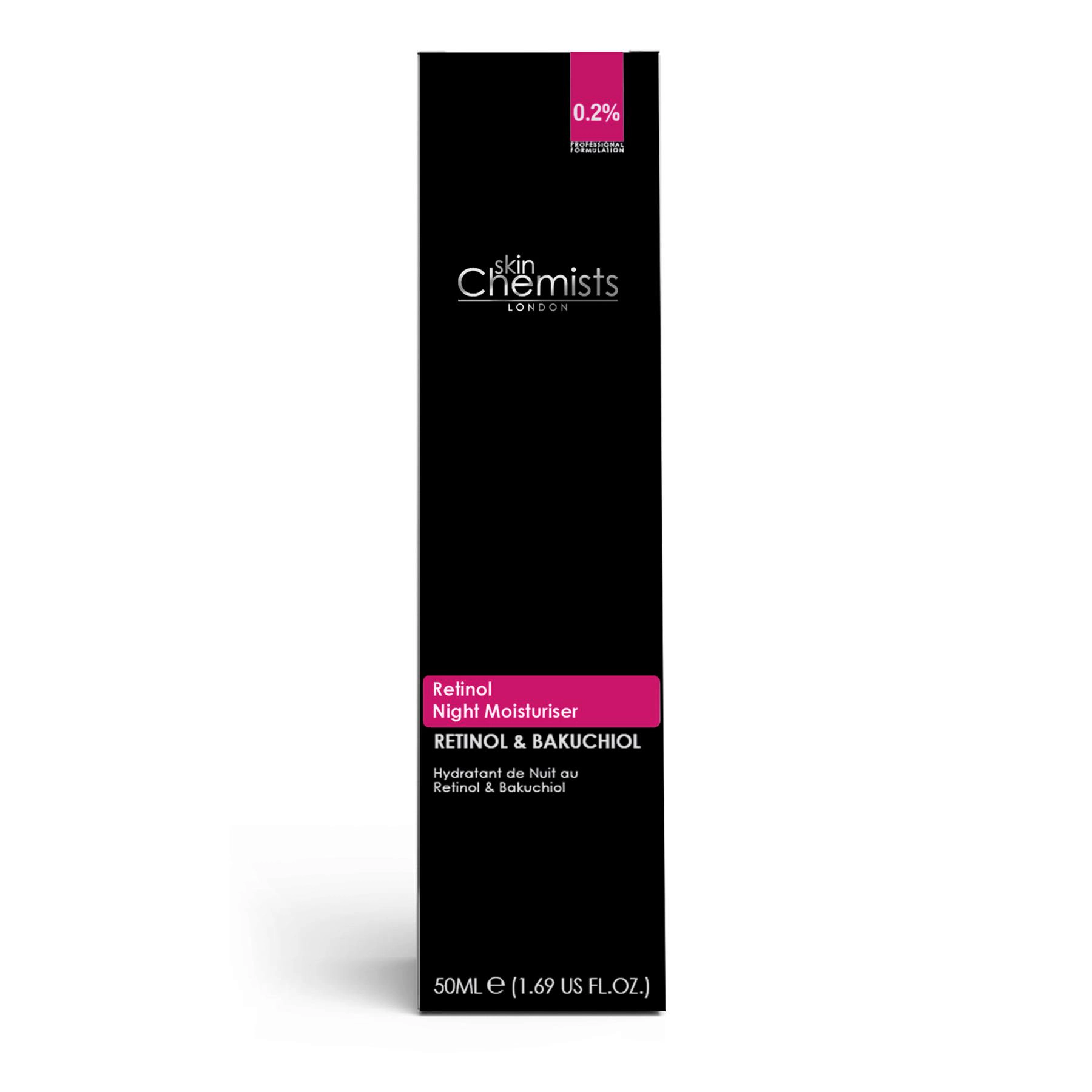 skinChemists Retinol Bakuchiol Anti-Ageing Night Moisturiser 50ml - Firms, Smooths Fine Lines & Reduces Wrinkles