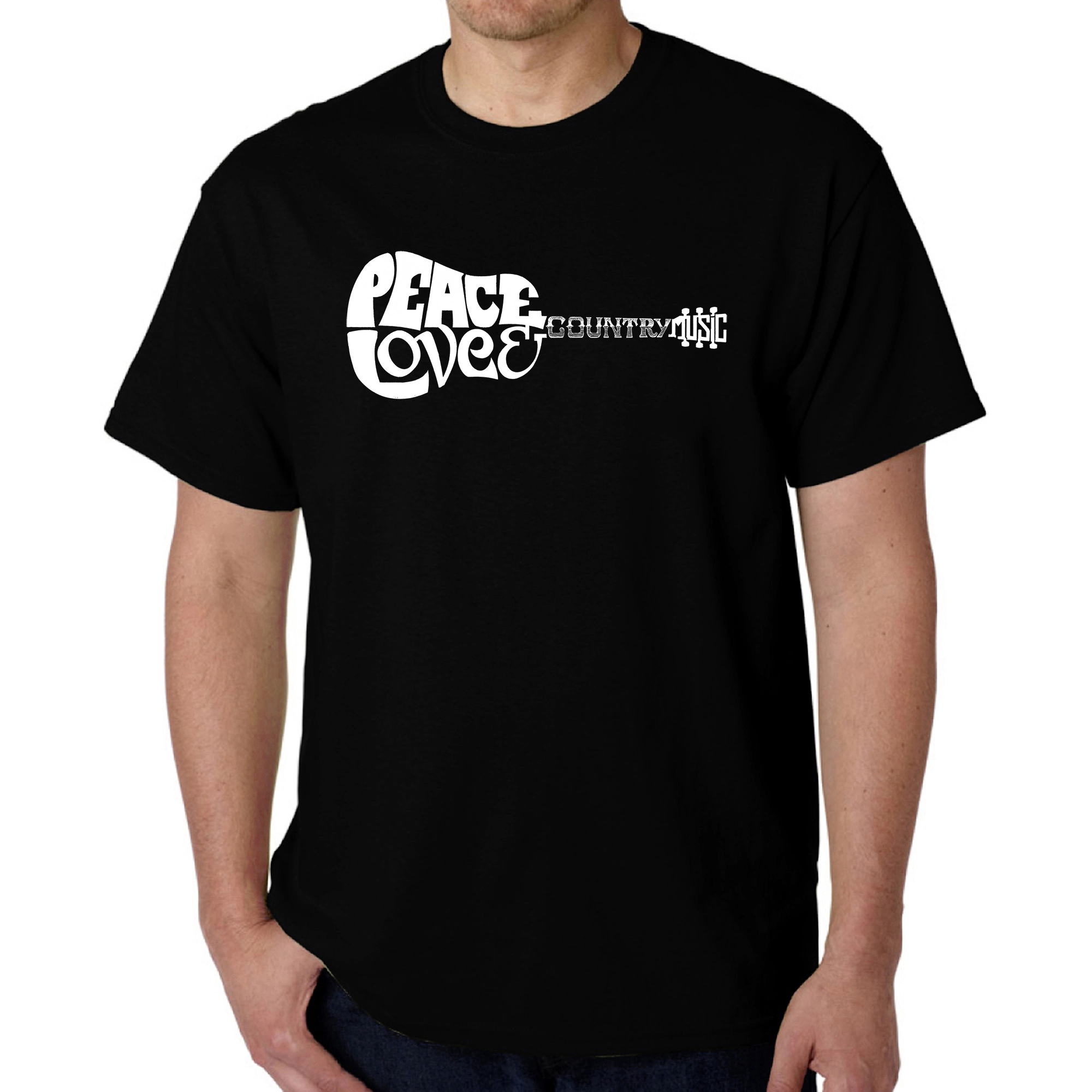 LA Pop Art Men's Word T-Shirt - Peace Love Country