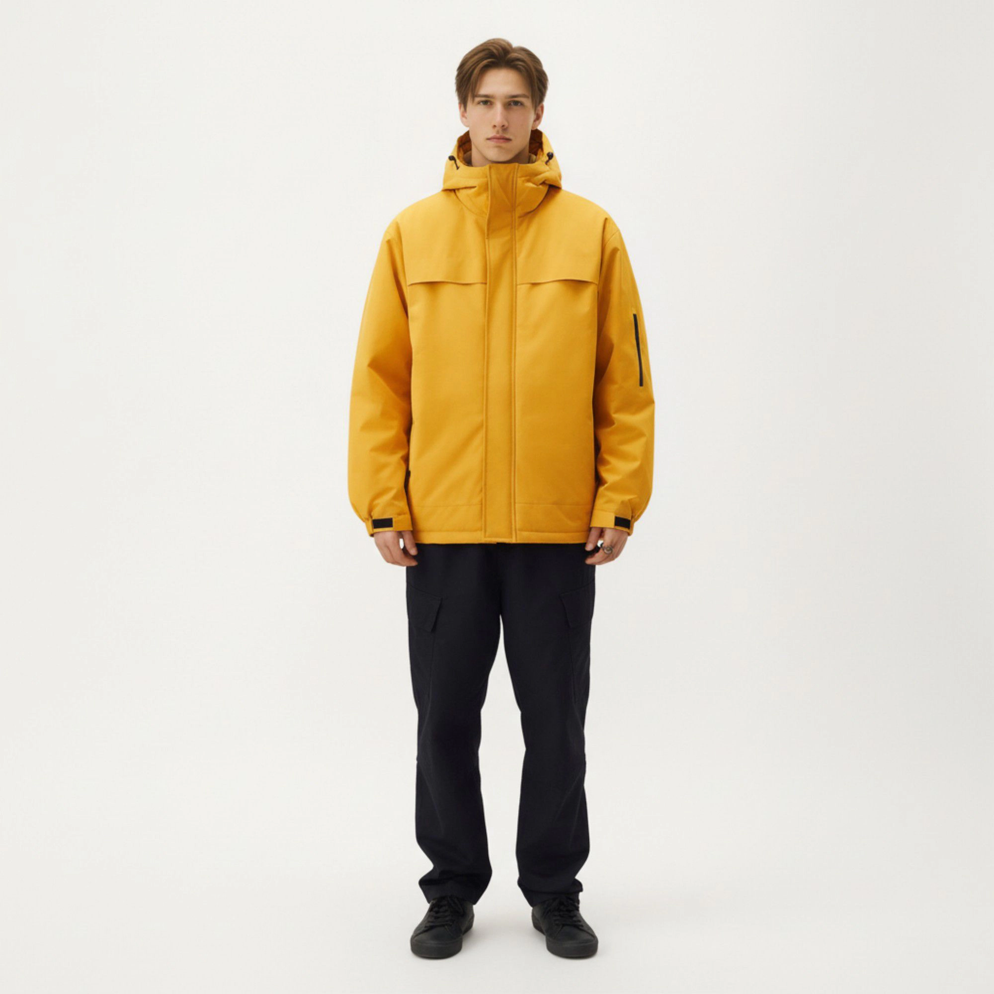 Anna-Kaci Men's Hooded Zip Front Jacket with Long Sleeves and Clean Panel Construction