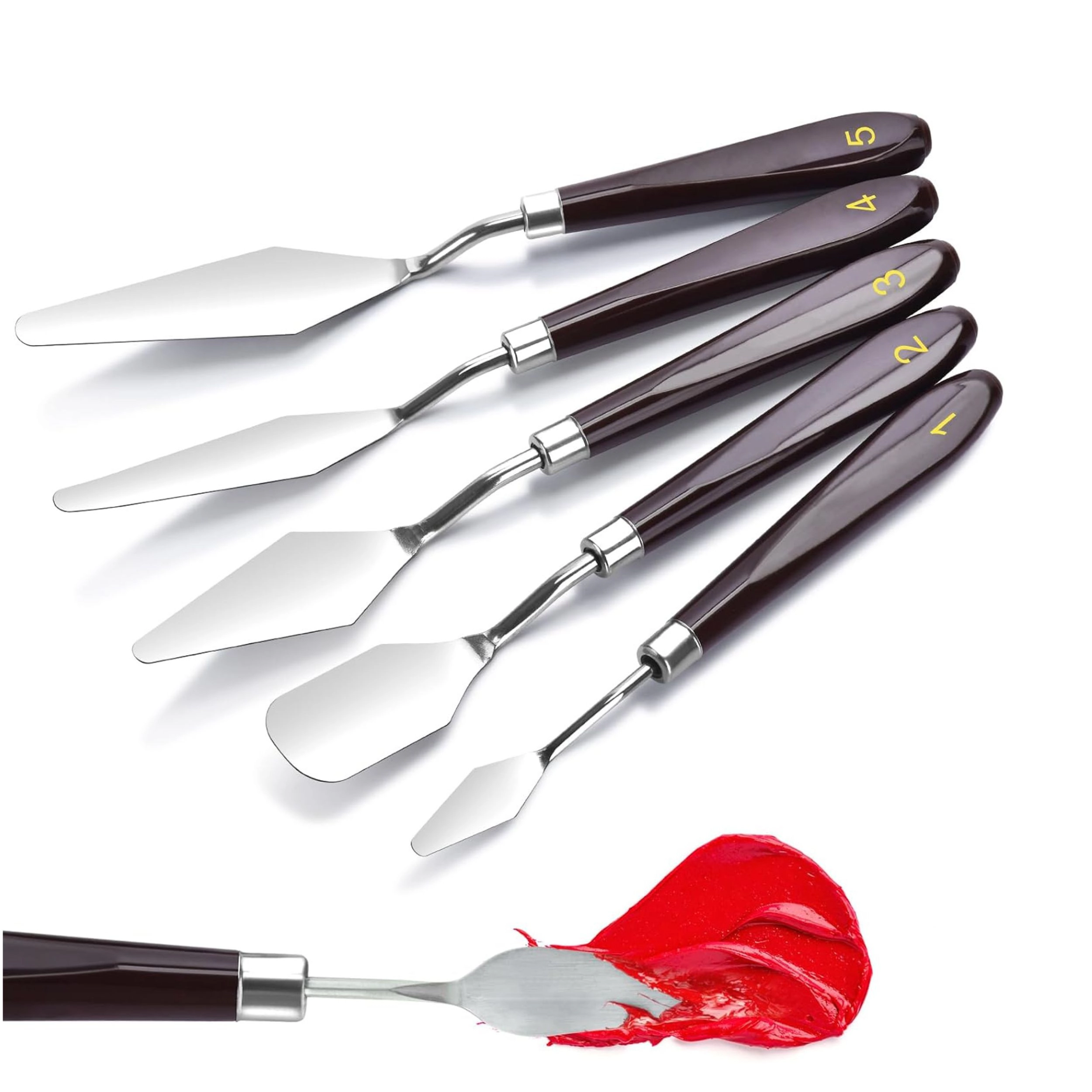 Stock Preferred Pack of 5 Stainless Steel Palette Knife Set for Oil Acrylic Painting and Mixing