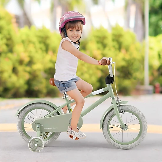 SUGIFT 16-in Green Kids Bike with Removable Training Wheels Quick Release Saddle and Chain Guard