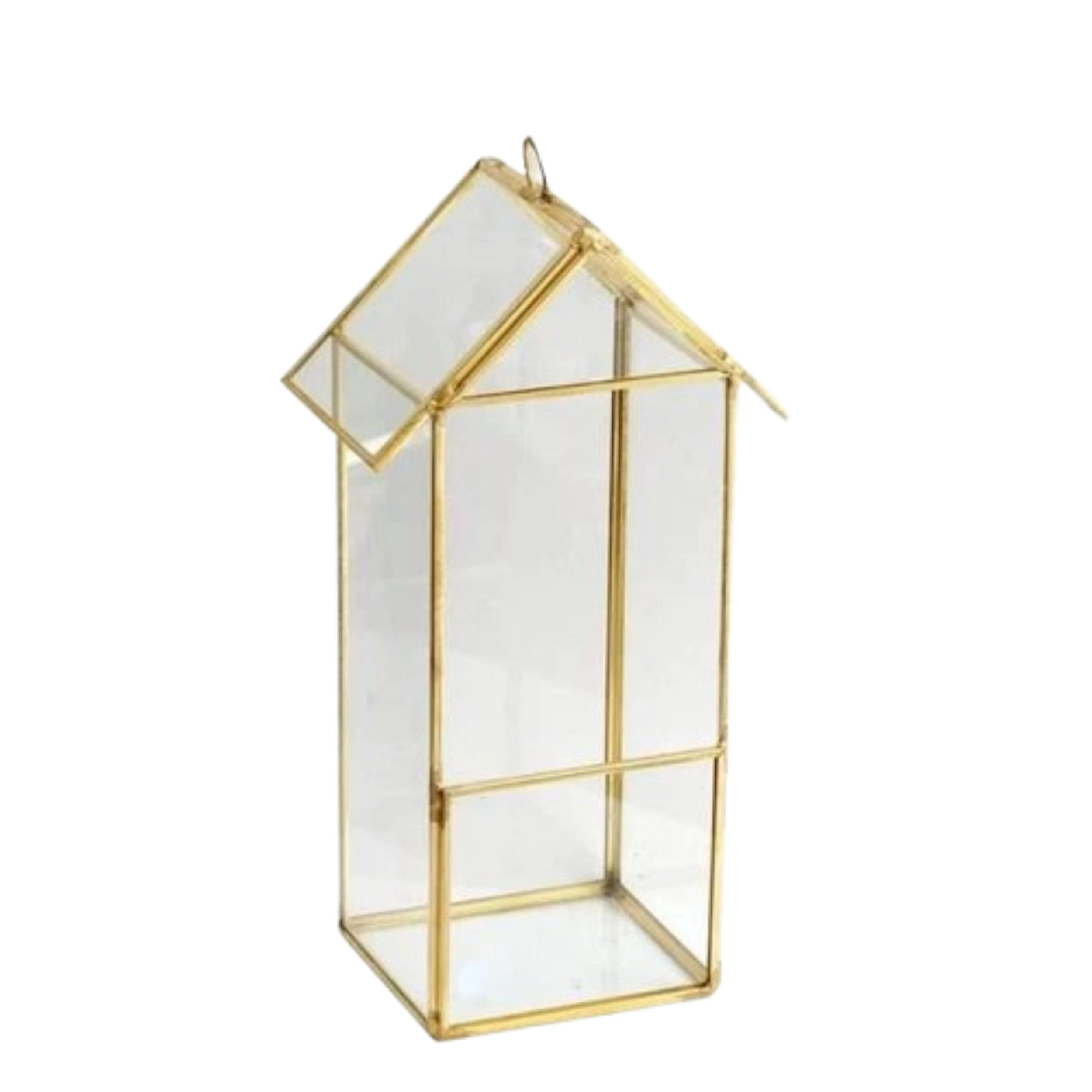 Home Collection 10.5 Inch Gold Geometric Glass Terrarium Vase