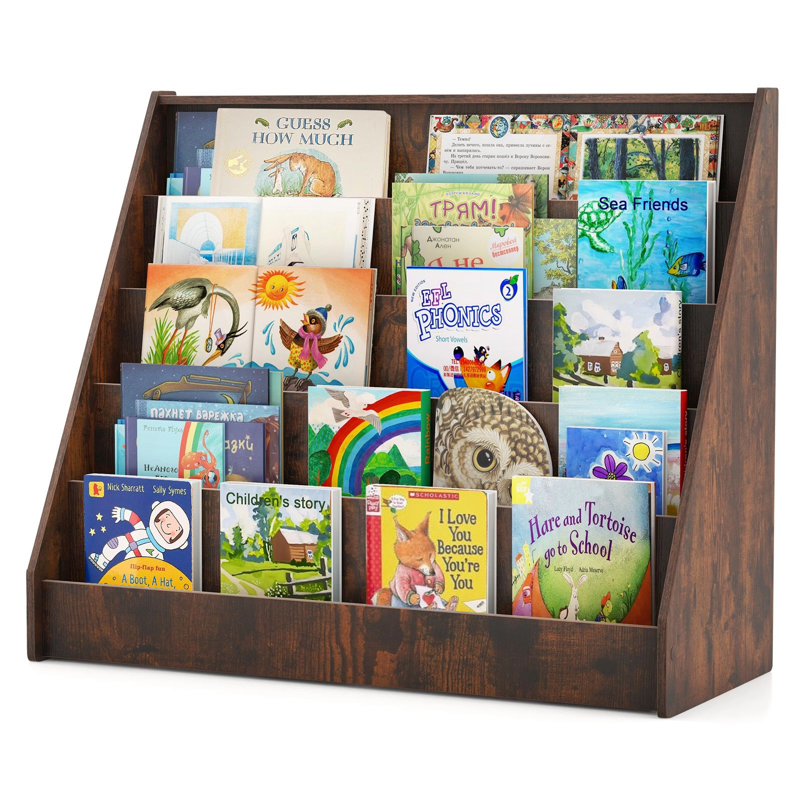 SlickBlue 5 Tier Kids Book Display Rack for Bedroom Playroom