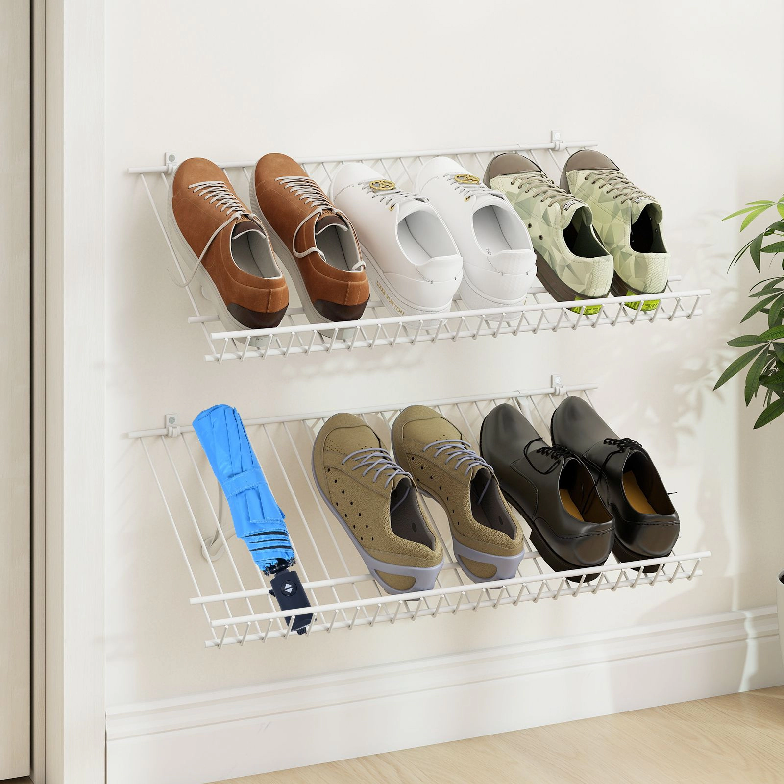 SlickBlue Metal Wall Mounted Shoe Rack, Floating Storage Shelves