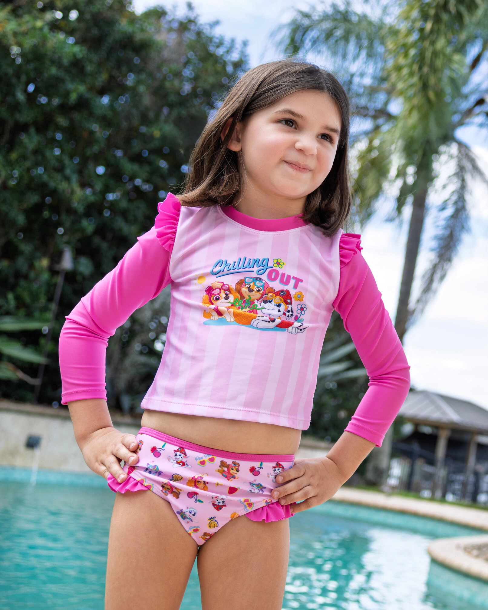 Paw Patrol Girls' Swimwear 2-Piece Rash Guard and Bikini Bottom Set UPF 50+