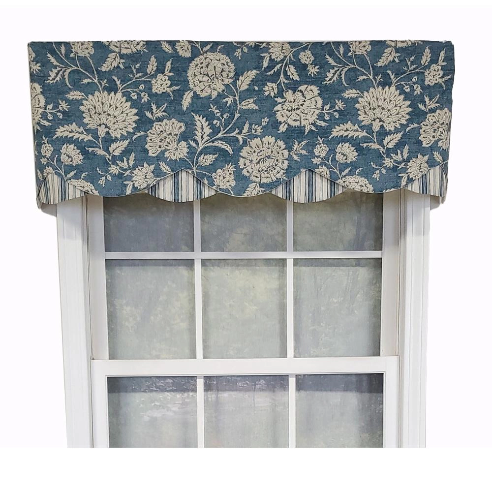 RLF Home Luxurious Modern Design Classic Basanti Petticoat Style Window Valance 50" x 15" Navy
