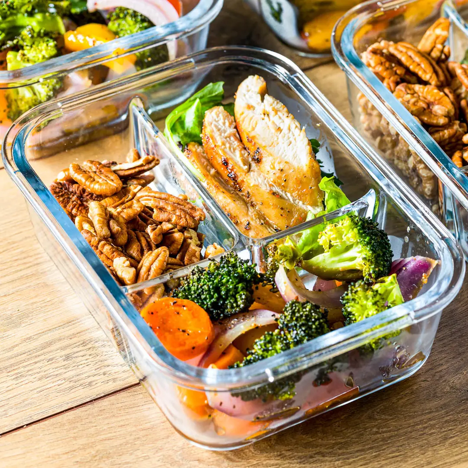 Lexi Home -Compartment Borosilicate Glass Food Container with Airtight Lid