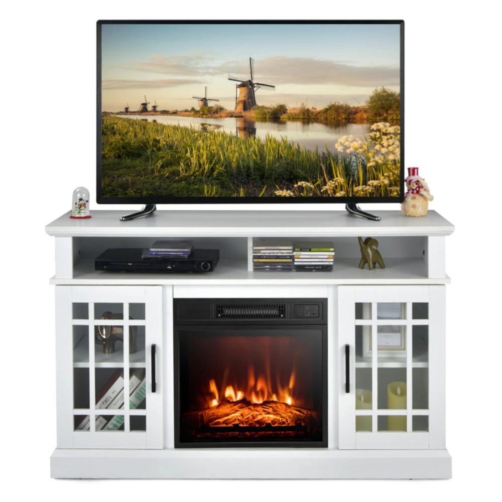 Hivvago 48 Inch Electric Fireplace Tv Stand With Cabinets For Tvs Up To 55