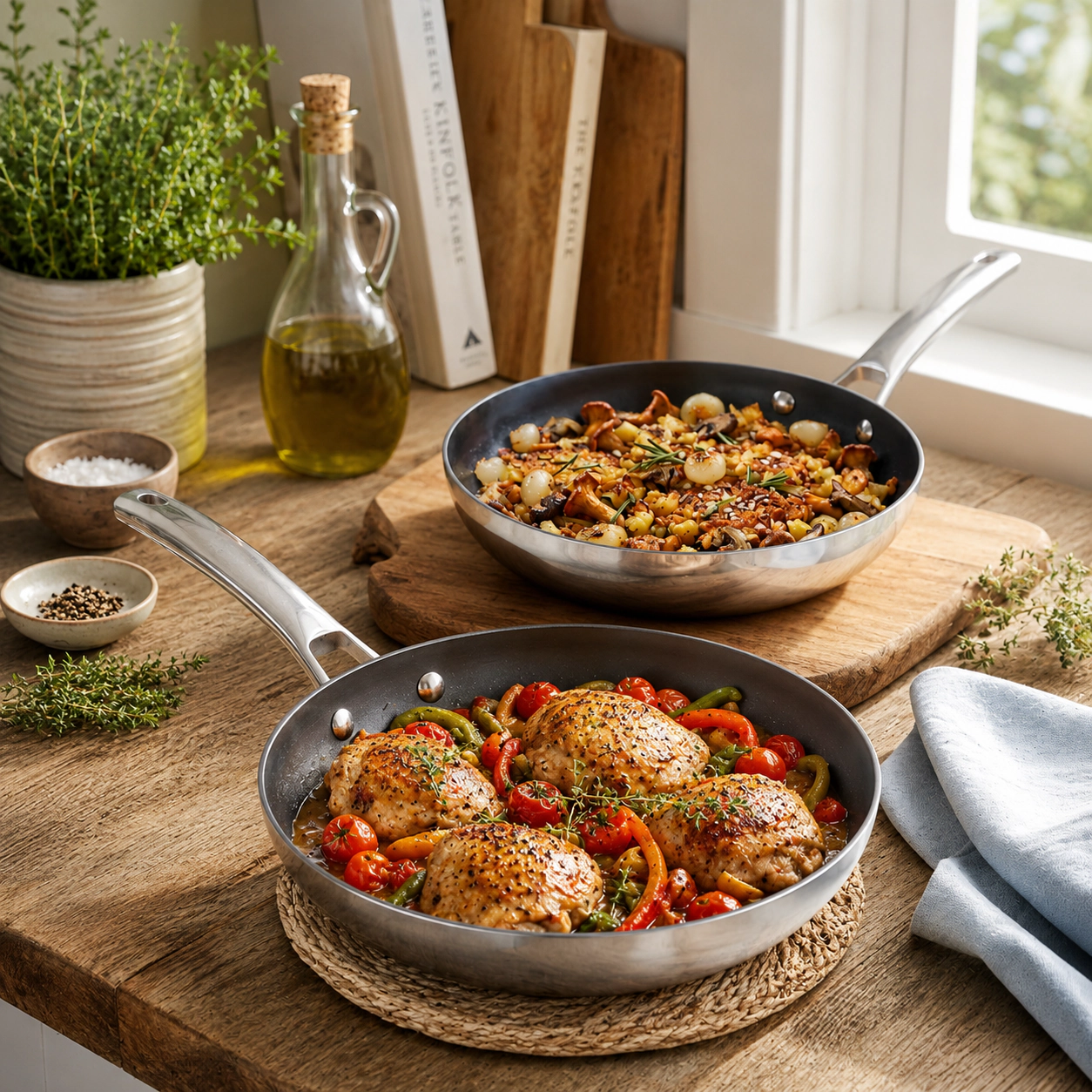 CoreClad Tri-Ply Stainless Steel Skillet Set, 2 Piece, Seville, 9" and 11"