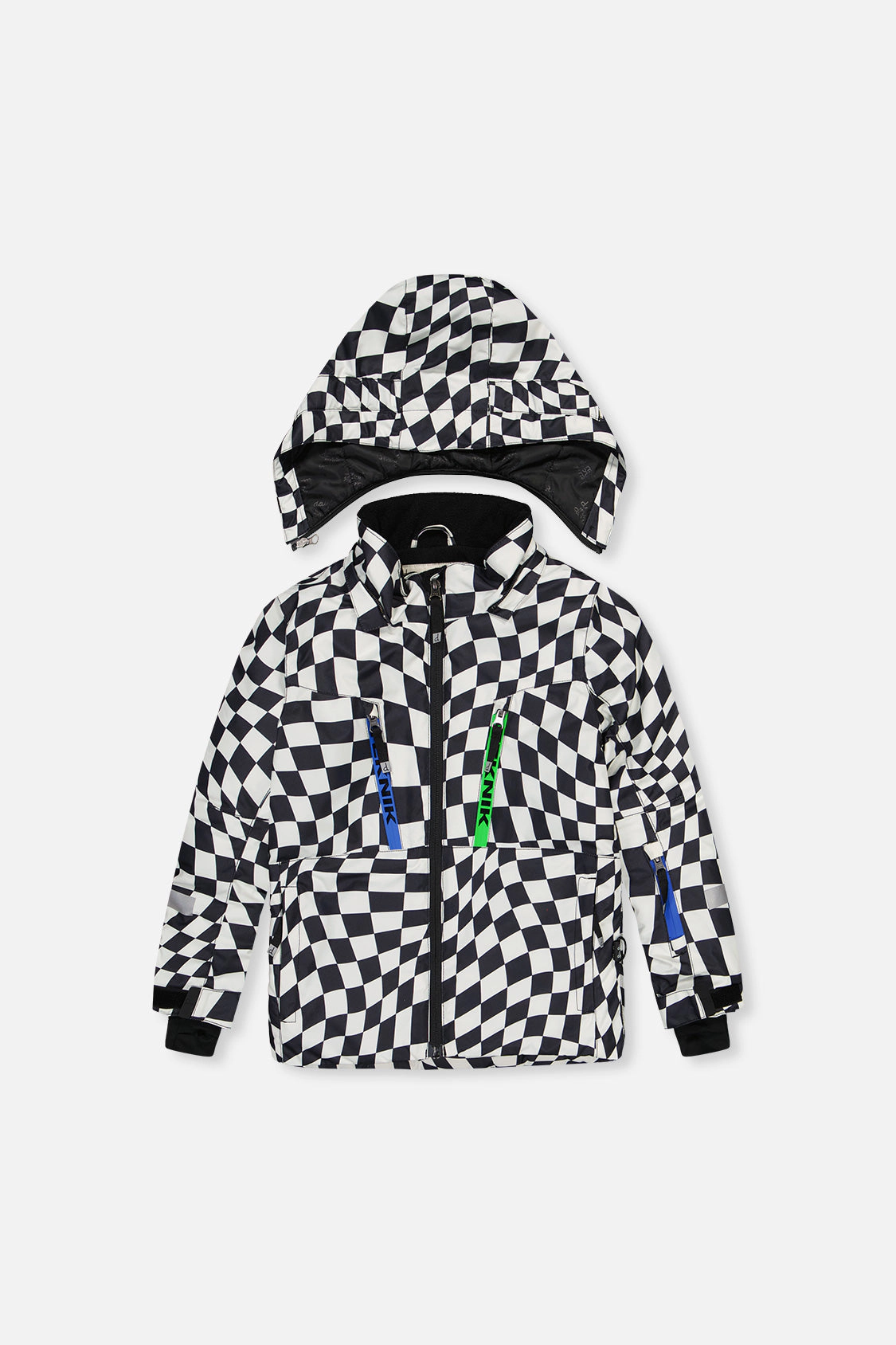 Deux par Boys Two Piece Teknik Checkered Print Snowsuit with Hooded Jacket and Snow Pants