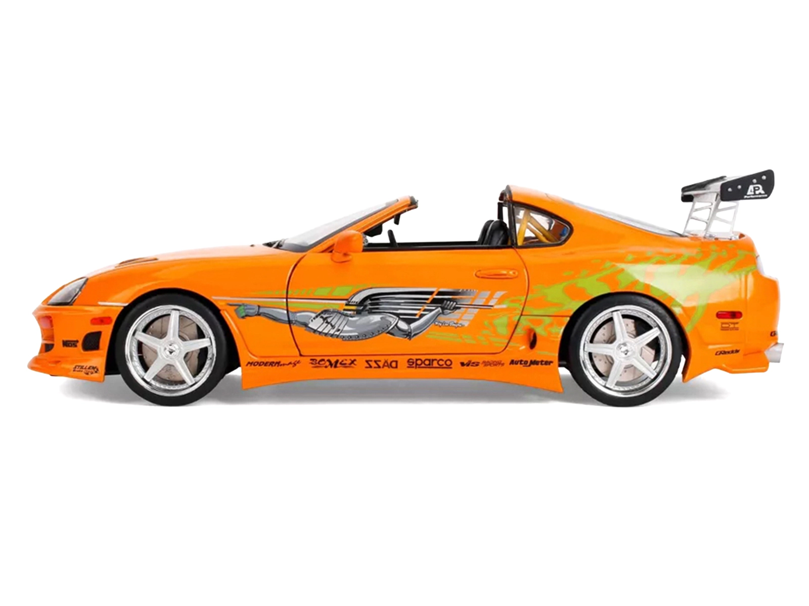 Jada 1993 Toyota Supra Orange with Graphics "The Fast and the Furious" (2001) Movie "25 Years of Fast &