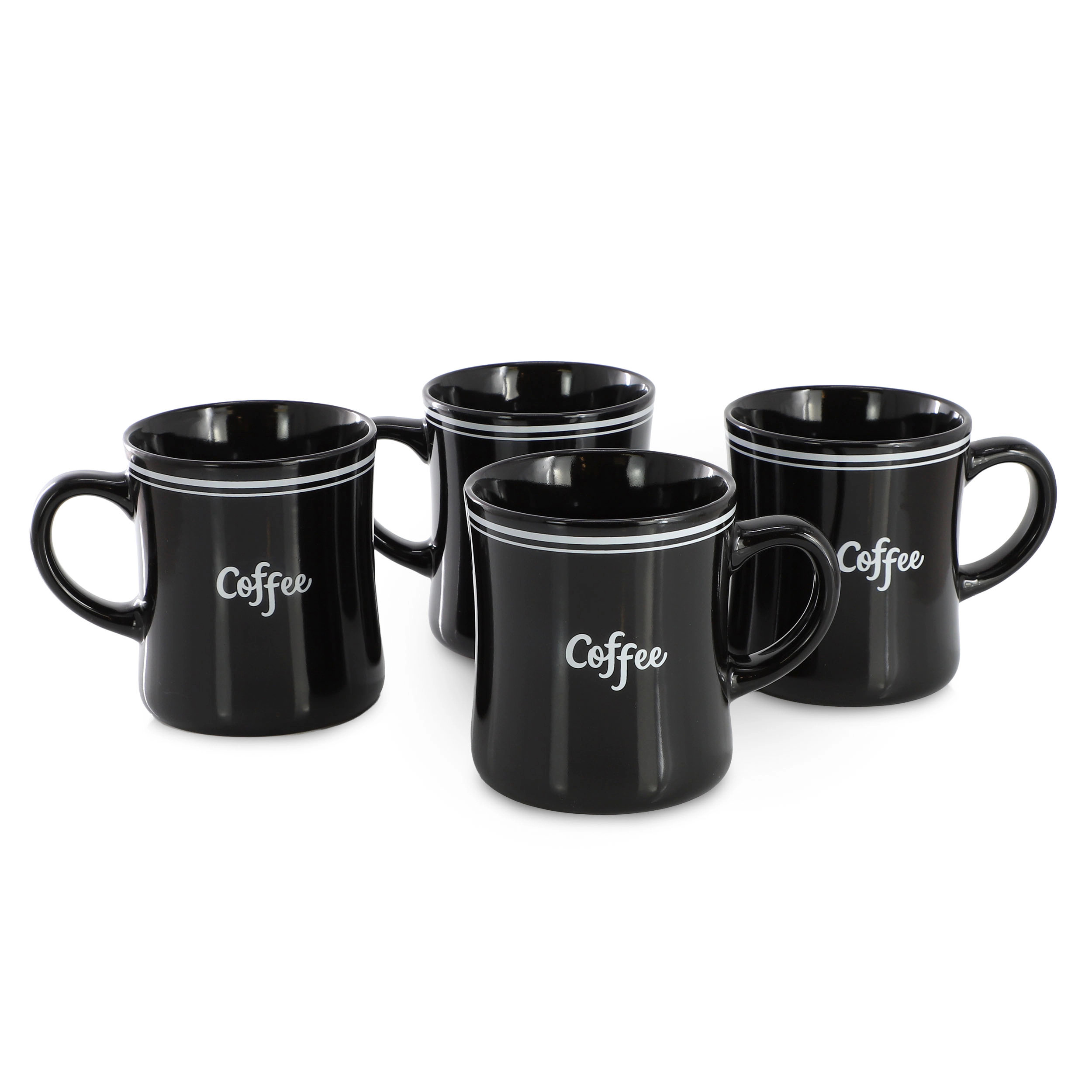 Gibson Homewares 15 Ounce Black Fine Ceramic Mug with 'Coffee' Text