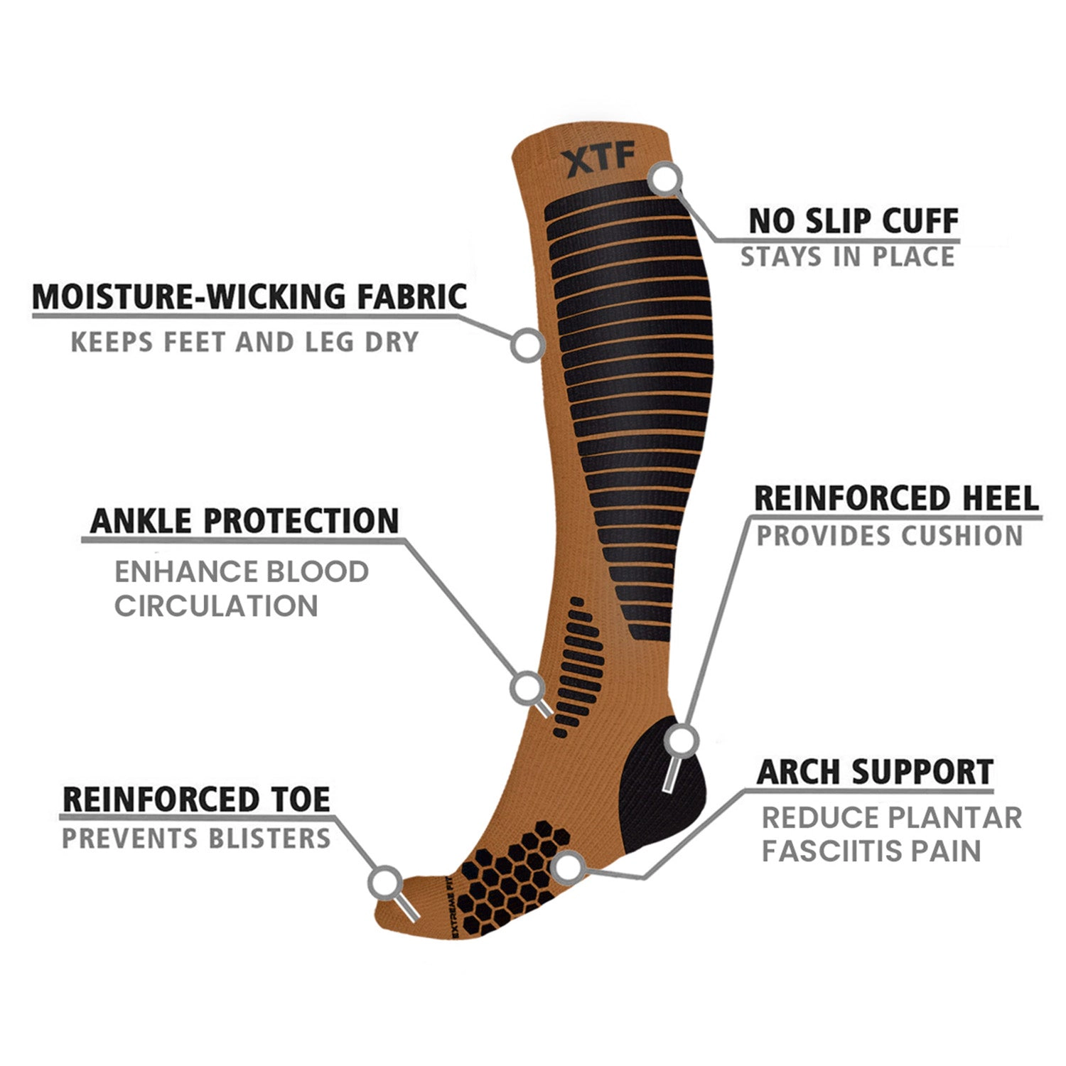 Extreme Fit Copper Compression Socks - Knee High For Running