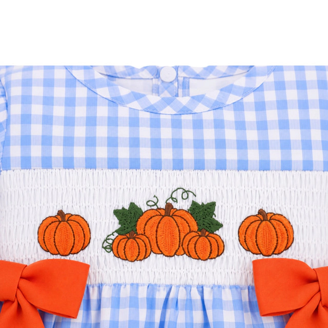 Laurenza's Baby Girls Smocked Pumpkin Fall Romper