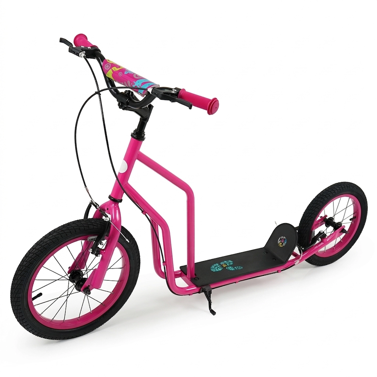 SUGIFT Pink 110-lb Capacity Kick Scooter with 16-in Front and 14-in Rear Inflatable Wheels and Hand Brakes
