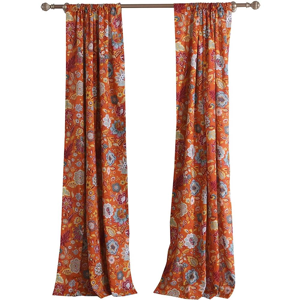 Greenland Home Fashion Astoria Festive And 3" Rod Pocket Window Curtain Panel Pair - Spice 42x95"