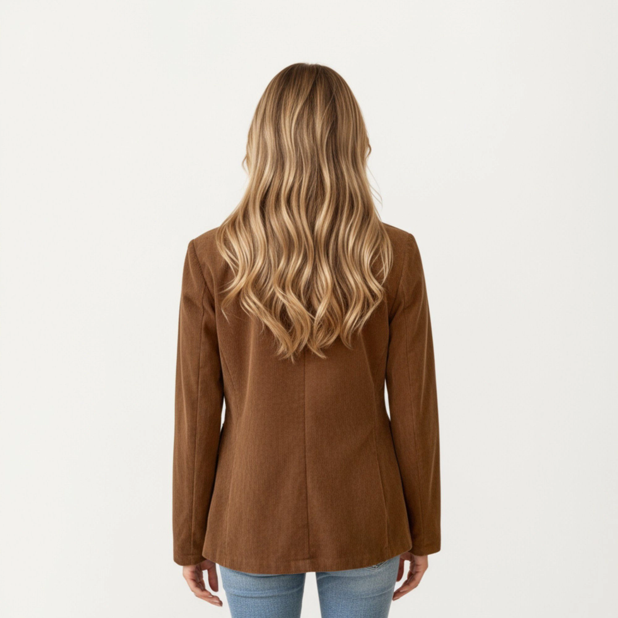Anna-Kaci Women's Corduroy Double-Breasted Blazer Jacket with Front Flap Pockets