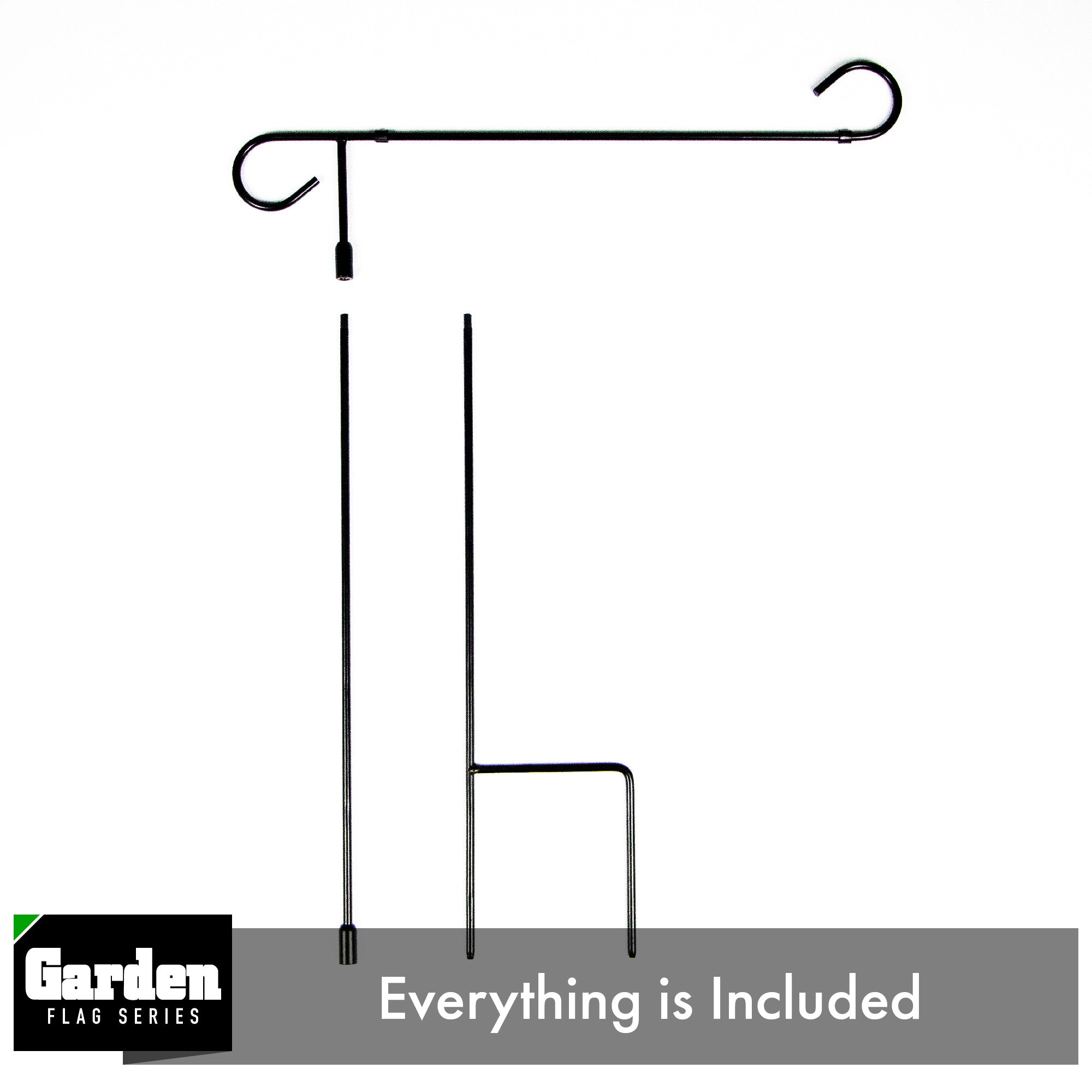 G128 Garden Flag Stand, 36" x 15" Black Wrought Iron Flagpole