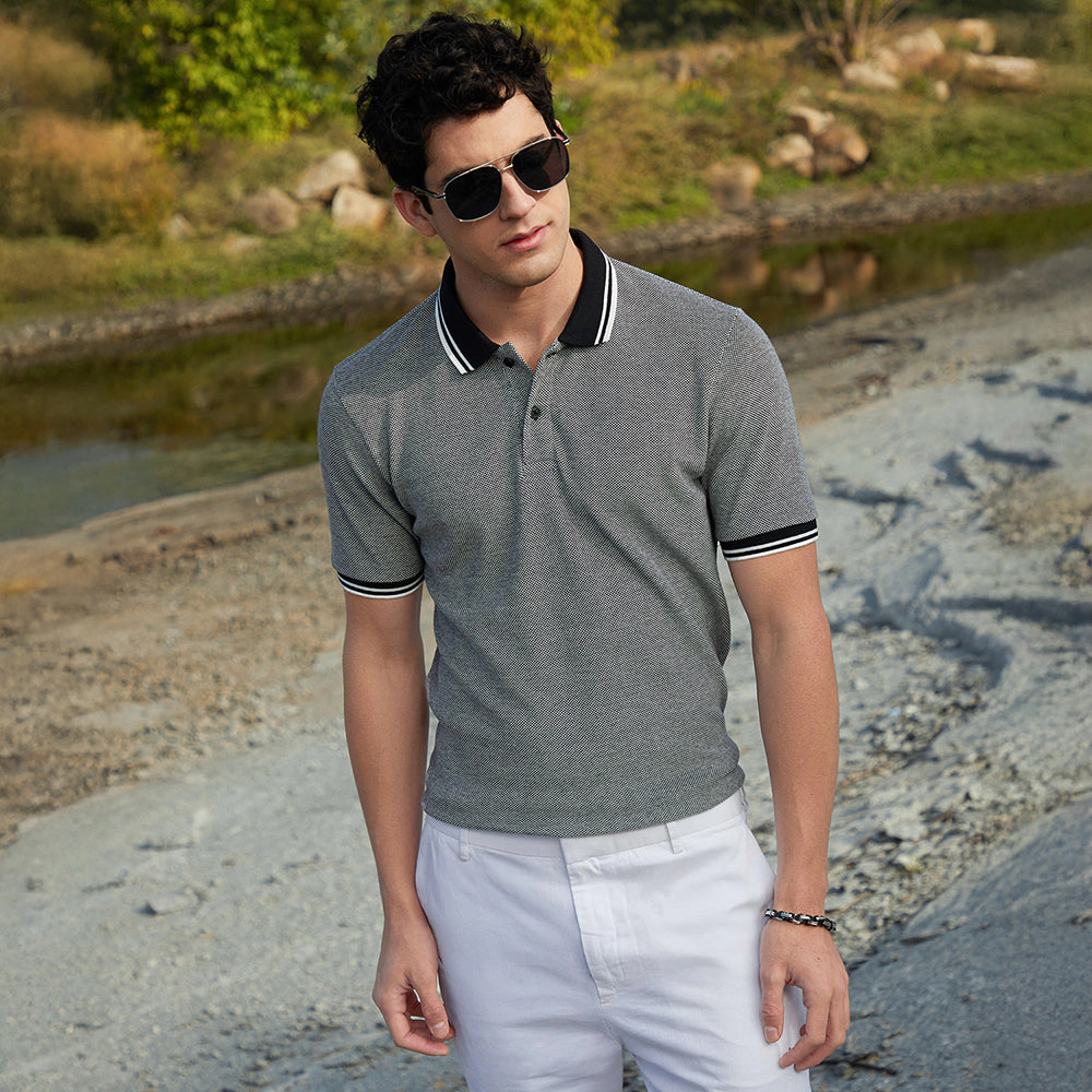 Duo-Hue Knit Polo T-Shirt