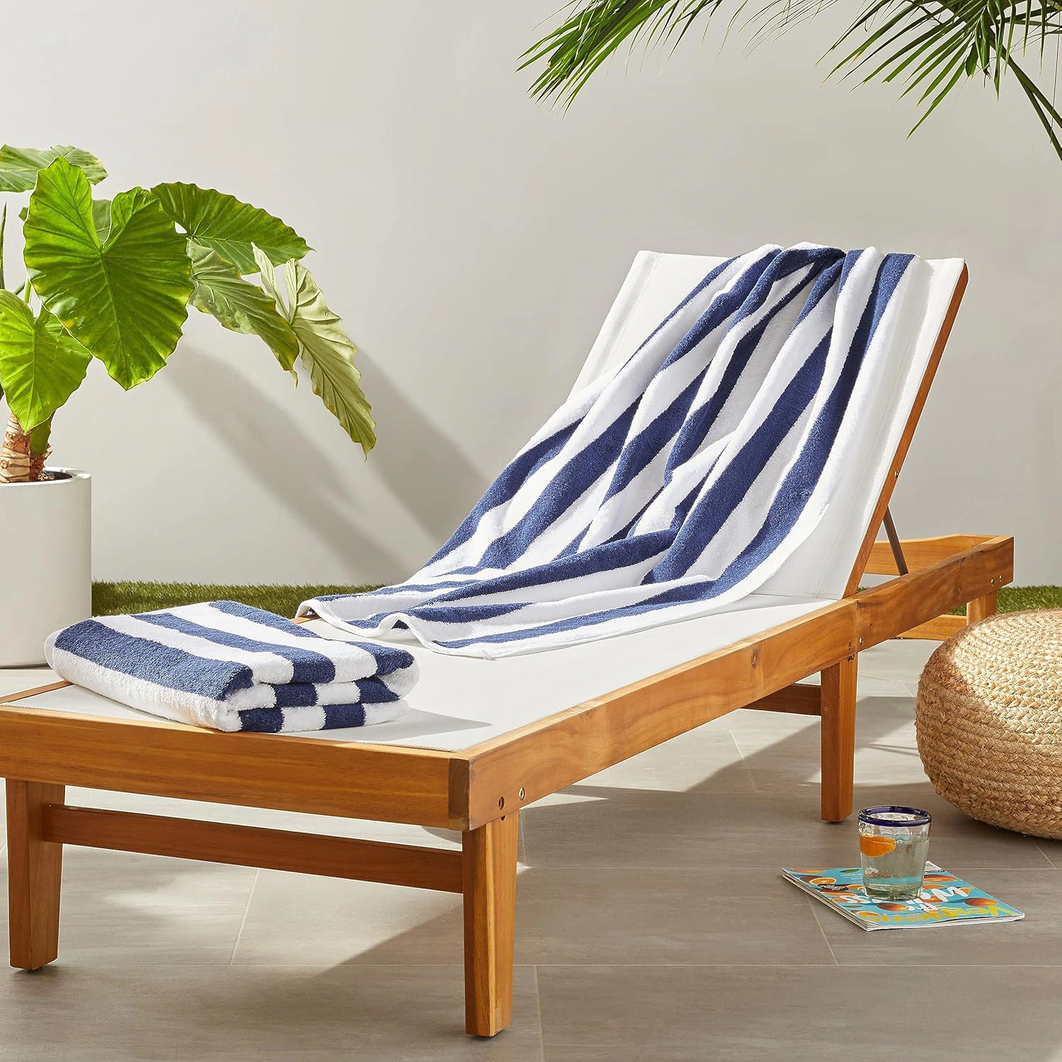 Plazatex Terry Cabana 80% Cotton 20% Polyester Oversized 4 Pack Beach Bath Towel 36" x 66" Navy