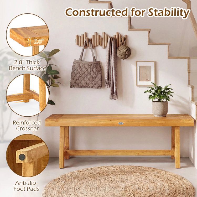 Hivvago 63 Inch Solid Wood Bench For Up To 3 People
