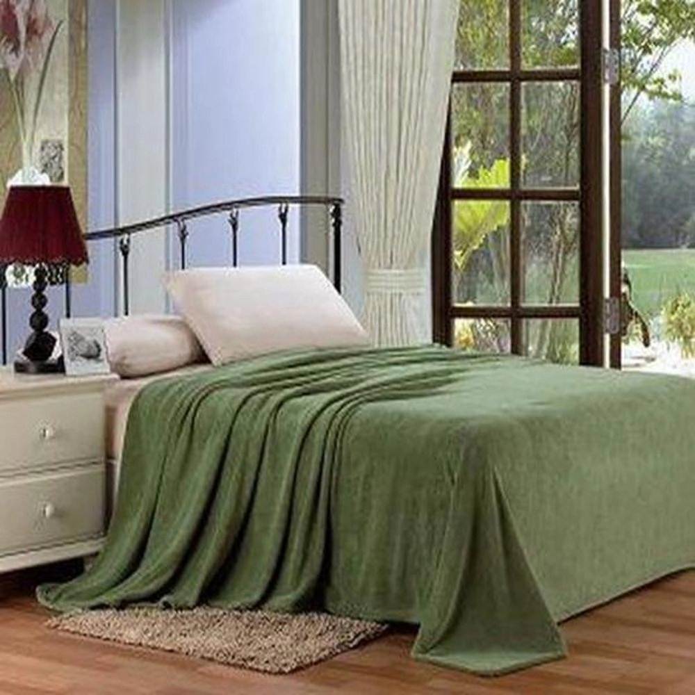 Plazatex Micro Plush Solid Blanket - Queen 86x86", Sage