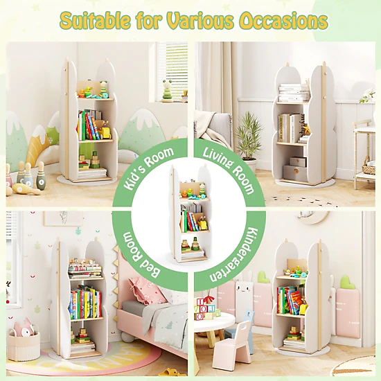 Hivvago 360° Kids Rotating Bookshelf with 5 Shelves