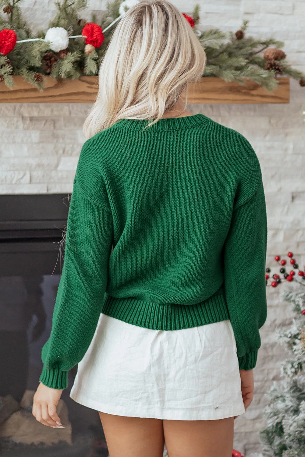 Threaded Pear Women's Monamara Bow Graphic Christmas Sweater