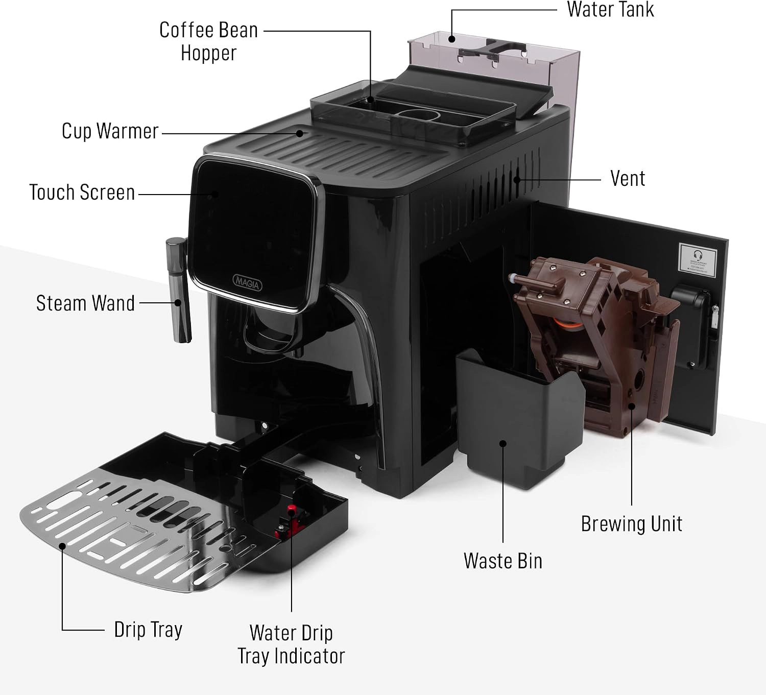 Zulay Kitchen Magia Clasica - Fully Automatic Espresso Machine with Grinder