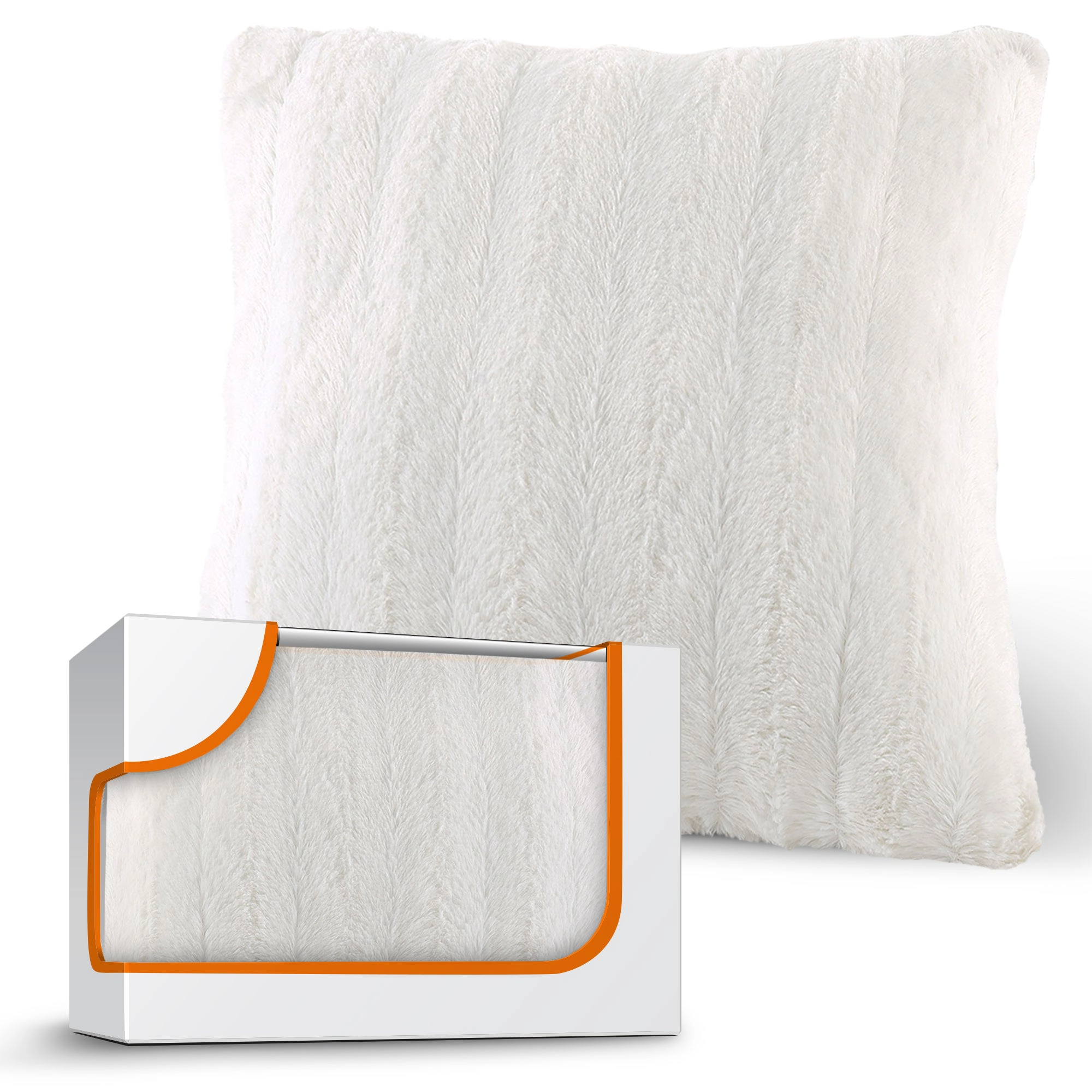 Cheer Collection 20 x Inch Embossed Faux Fur Decorative Throw Pillow Cover, Pillowcase Only