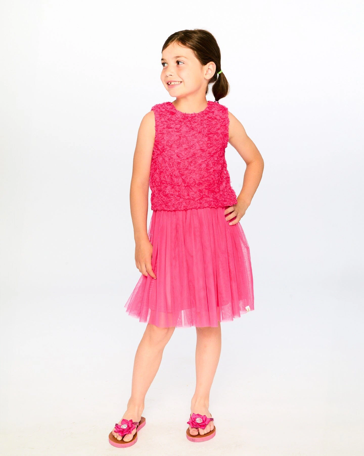 Deux par Girls Sleeveless Textured Rosette Dress