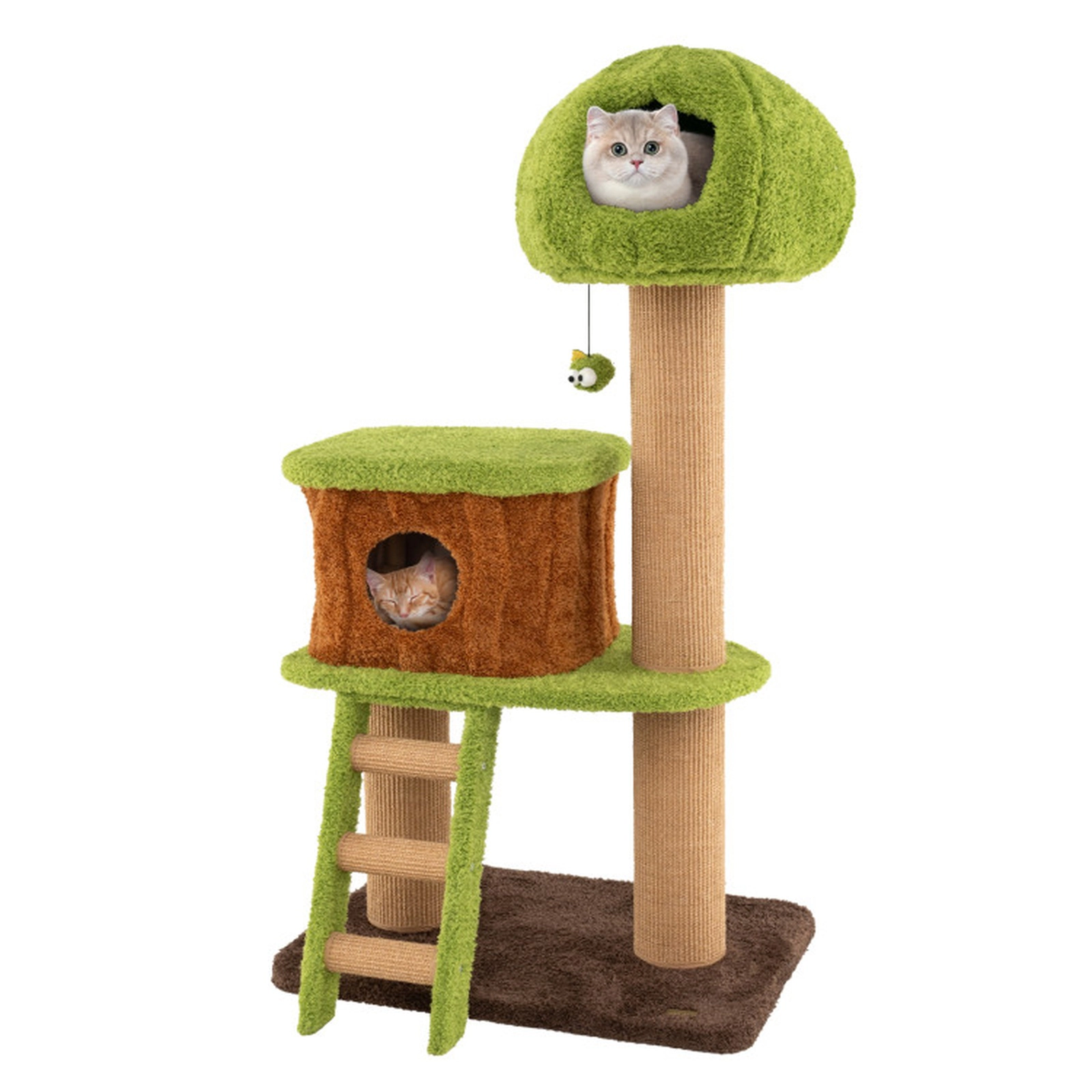 SUGIFT Green 56 in Mushroom Nest Condo and Climbing Ladder Cute Cat Tree