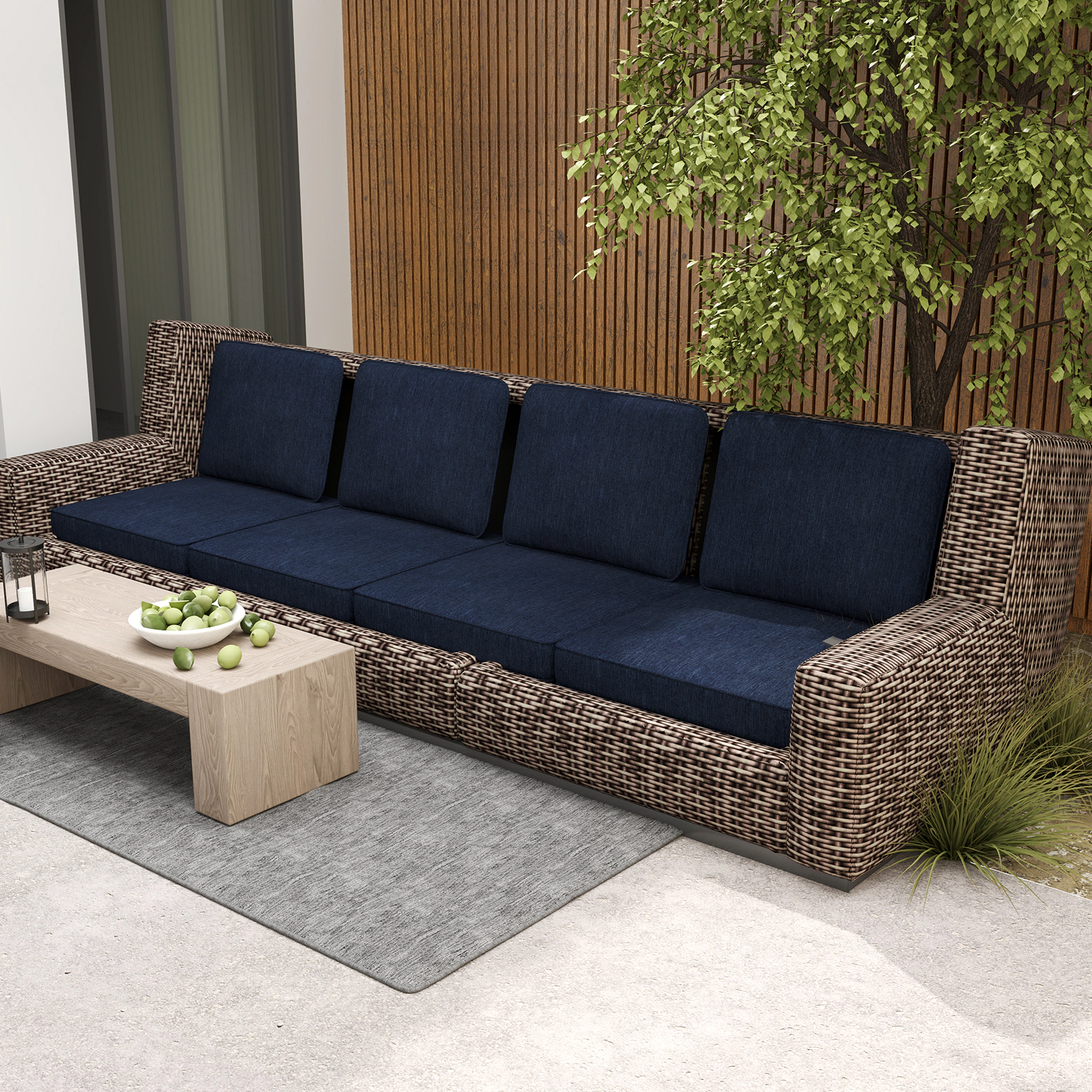 LJG Set of 4 Outdoor Patio Cushion Set with Removable Covers