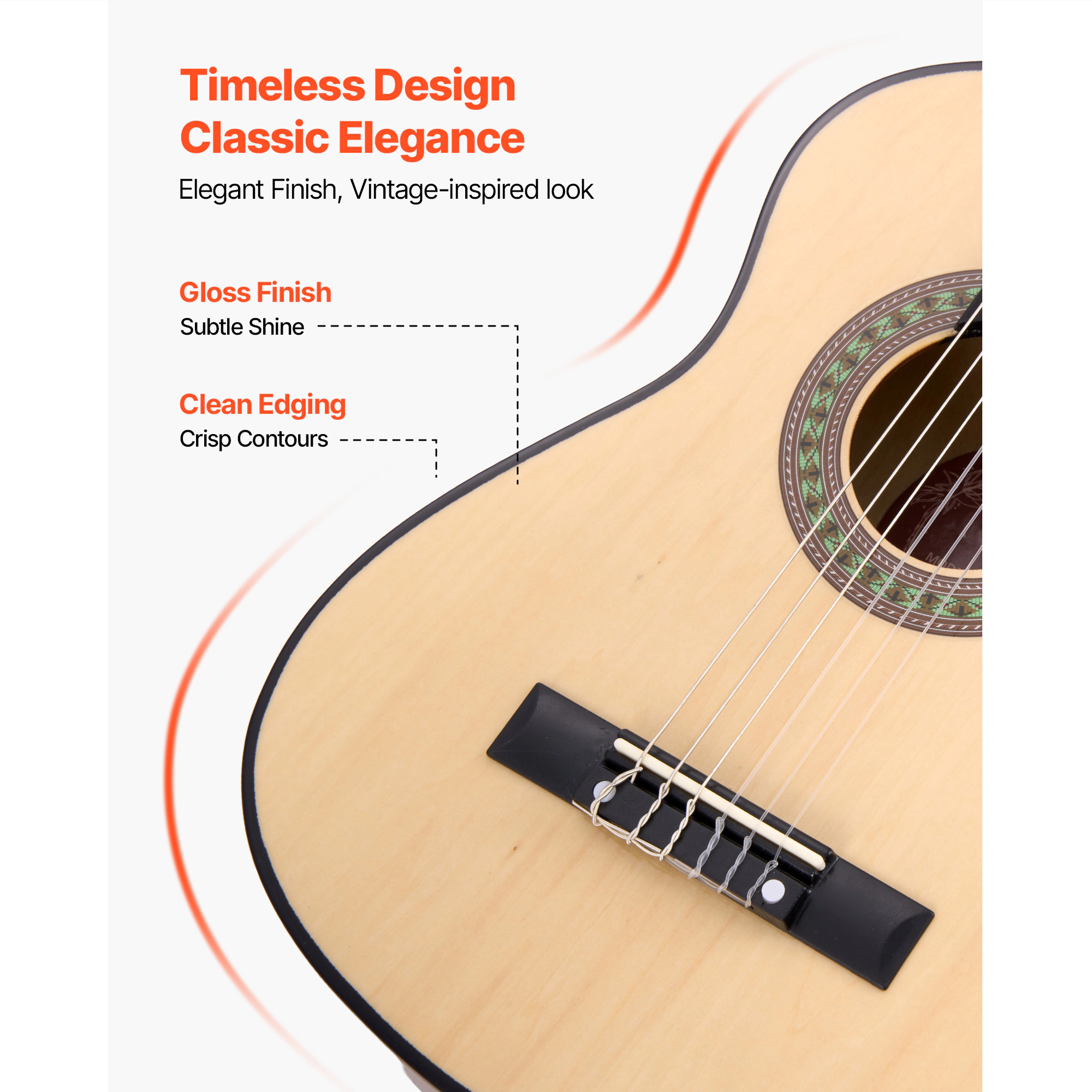 HONGGE Classical Guitar 30 Inch Wood Starter Kit for Beginners with Nylon Strings Gig Bag Strap Tuner