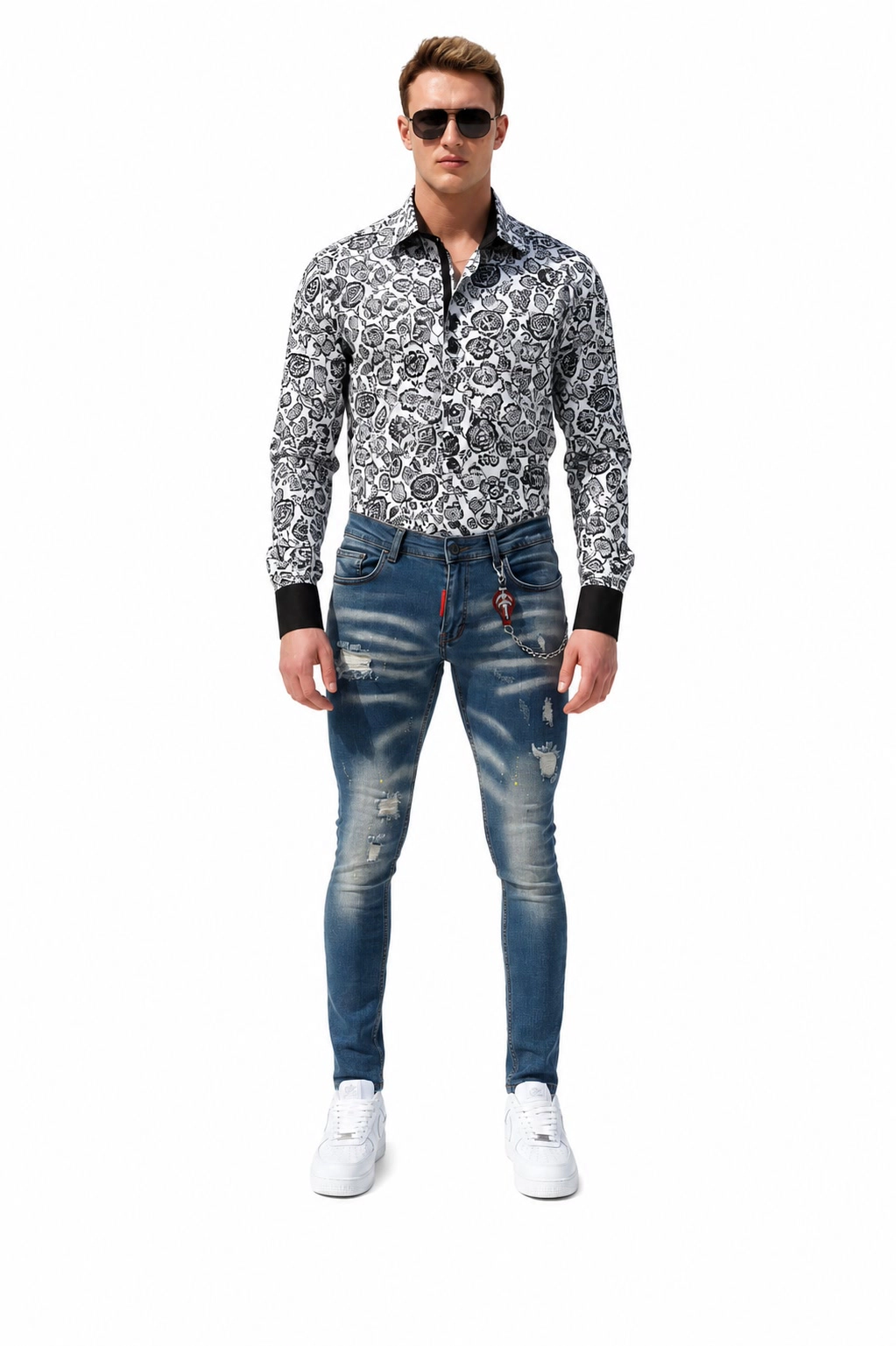 Elie Balleh Men's Distressed Slim Fit Jeans