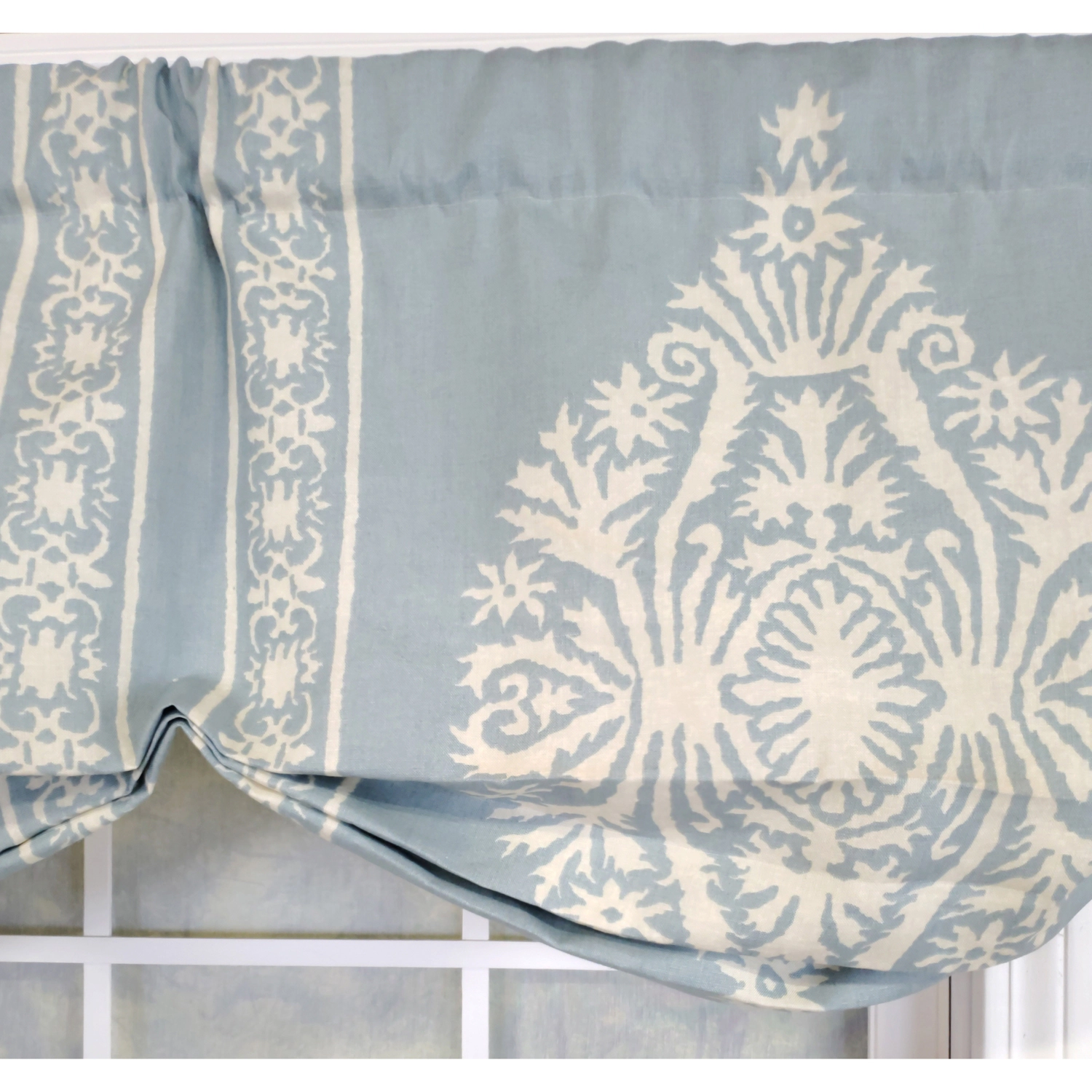 RLF Home 3" Rod Pocket High Quality Fabric Nora Stationary Balloon Valance for Windows 50" x 23" Blue