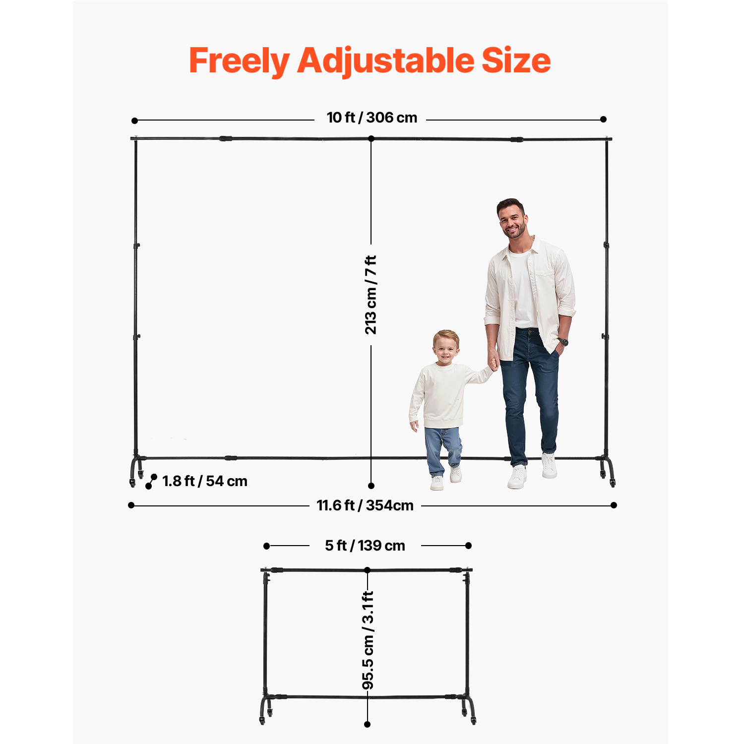 HONGGE Backdrop Stand, Adjustable Photo Backdrop Stand Kit, Background Backdrop Stand, Heavy Duty Projector Screen Stand