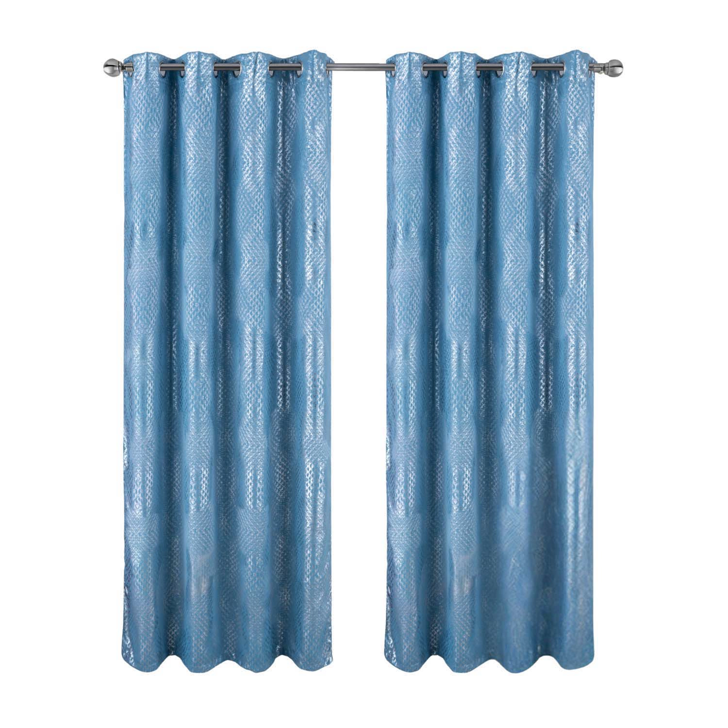 RT Designer Collection Hailey Halo Foil Blackout Grommet Curtain Panel 52" x 90" Wedgewood