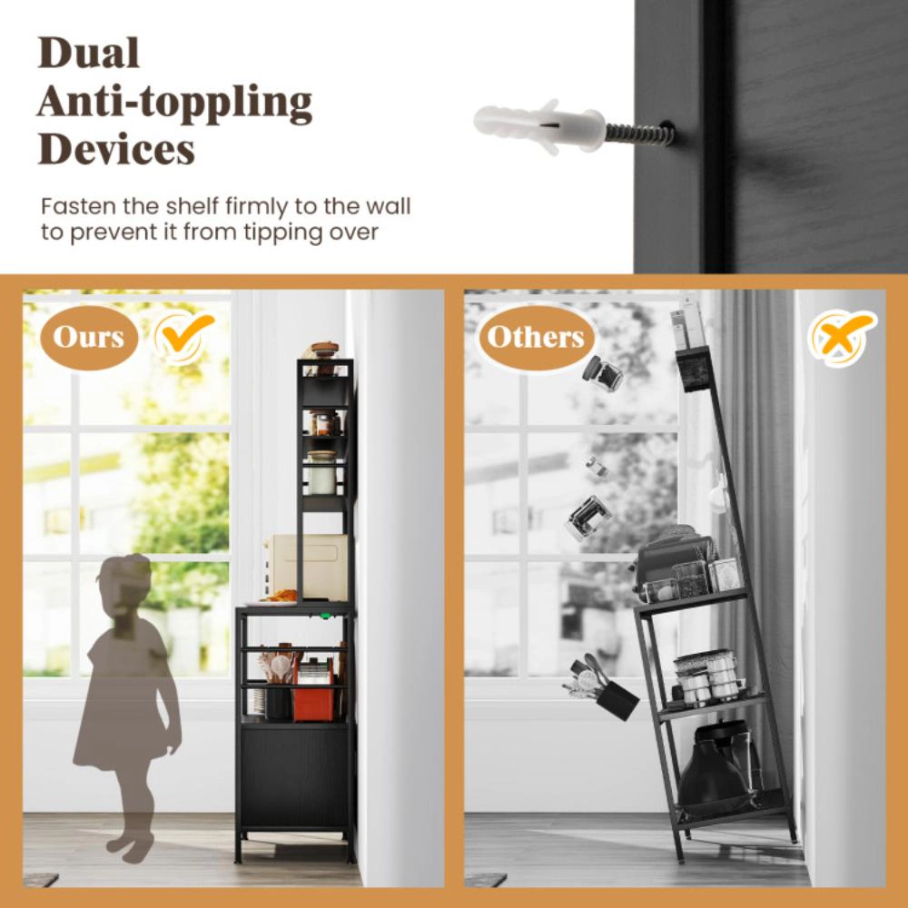 Hivvago Beverage Storage Cabinet with Wine Bottle Holders and S-Shaped Hooks
