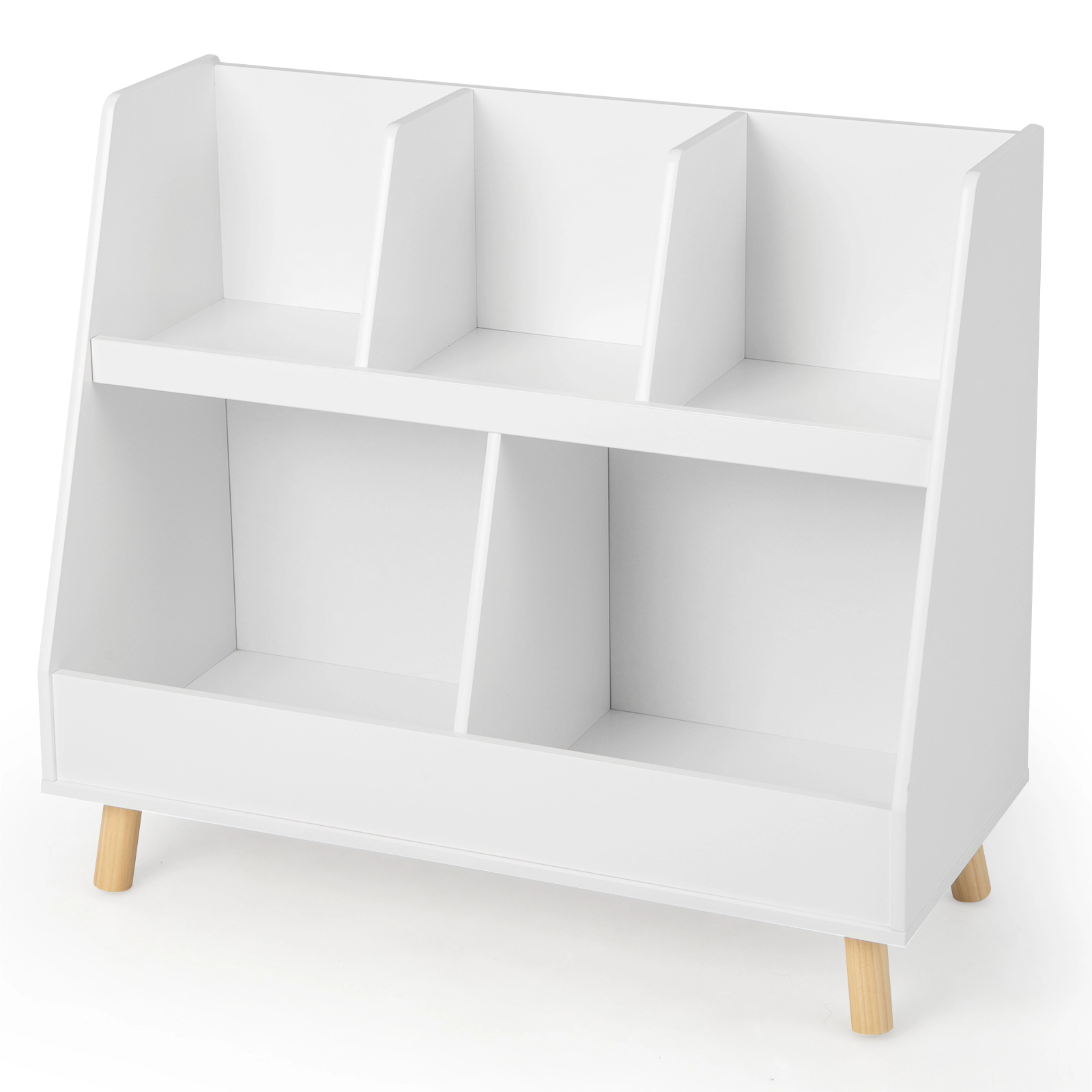 SUGIFT 5-Cube Kids Bookshelf and Toy Organizer with Anti-Tipping Kits 68-lb Capacity White
