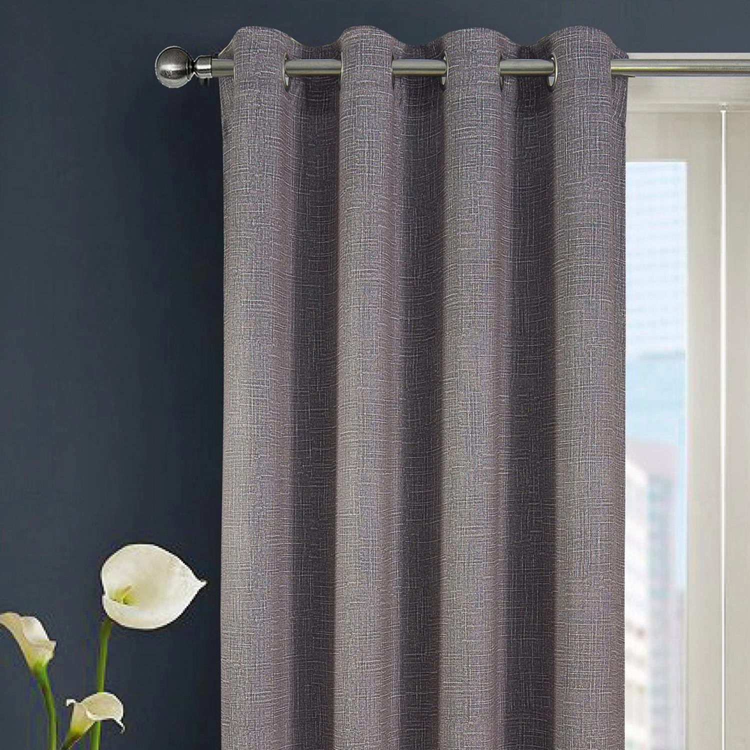 RT Designers Sofia Printed Blackout Grommet Panel - 52x84", Charcoal