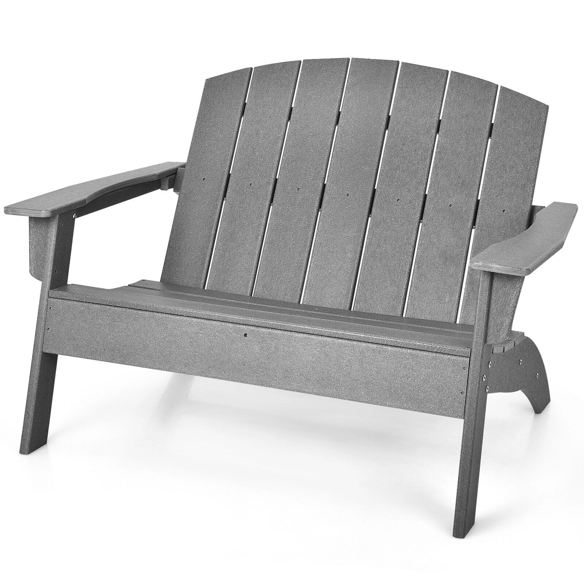 SUGIFT Gray HDPE Adirondack Loveseat Chair with Wide Armrests 49.5-in W 34-in D 34-in H 660-lb Seat Capacity