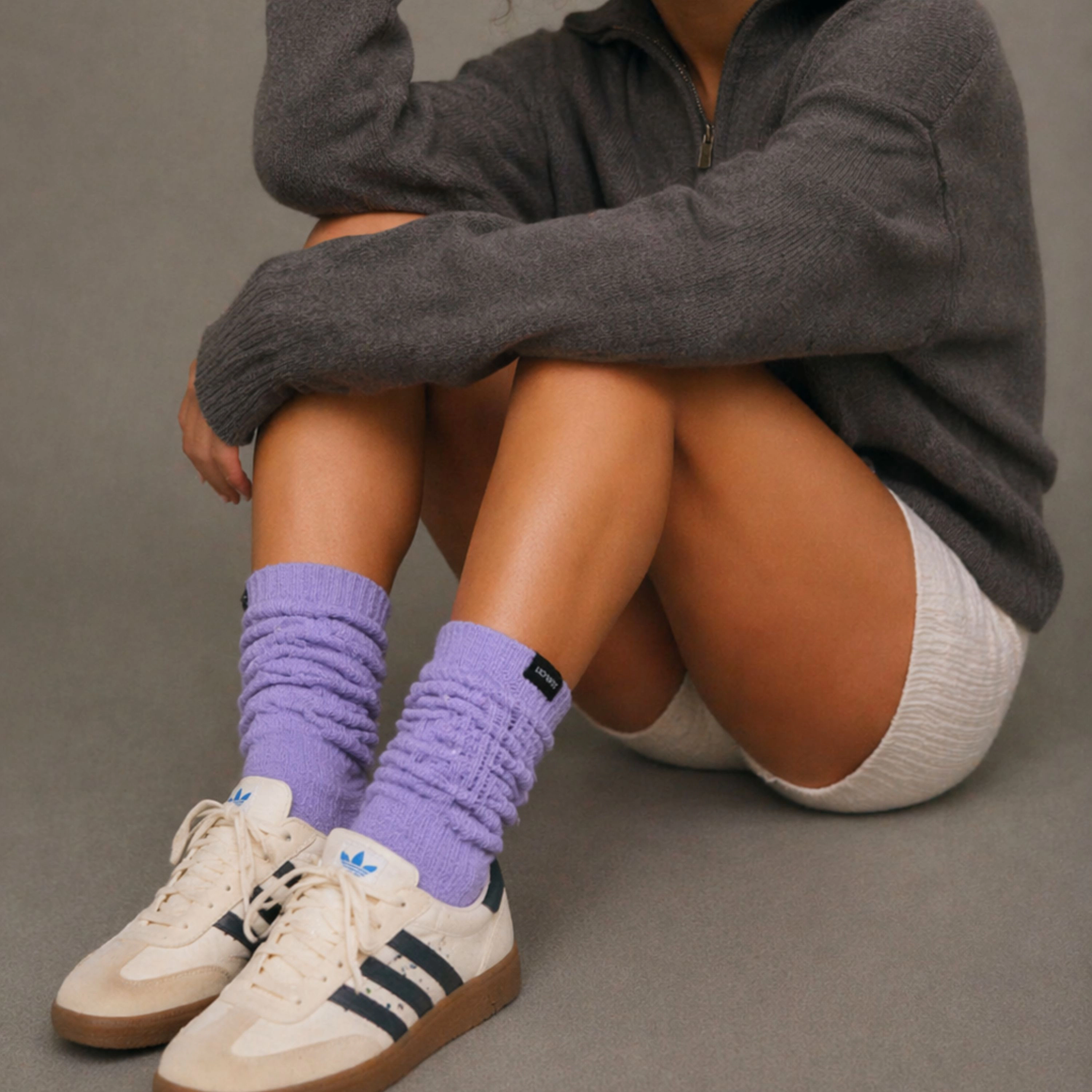 LECHERY Unisex Scrunch Socks Slouch Mid Calf Cotton Knit Retro Leg Warmer Style