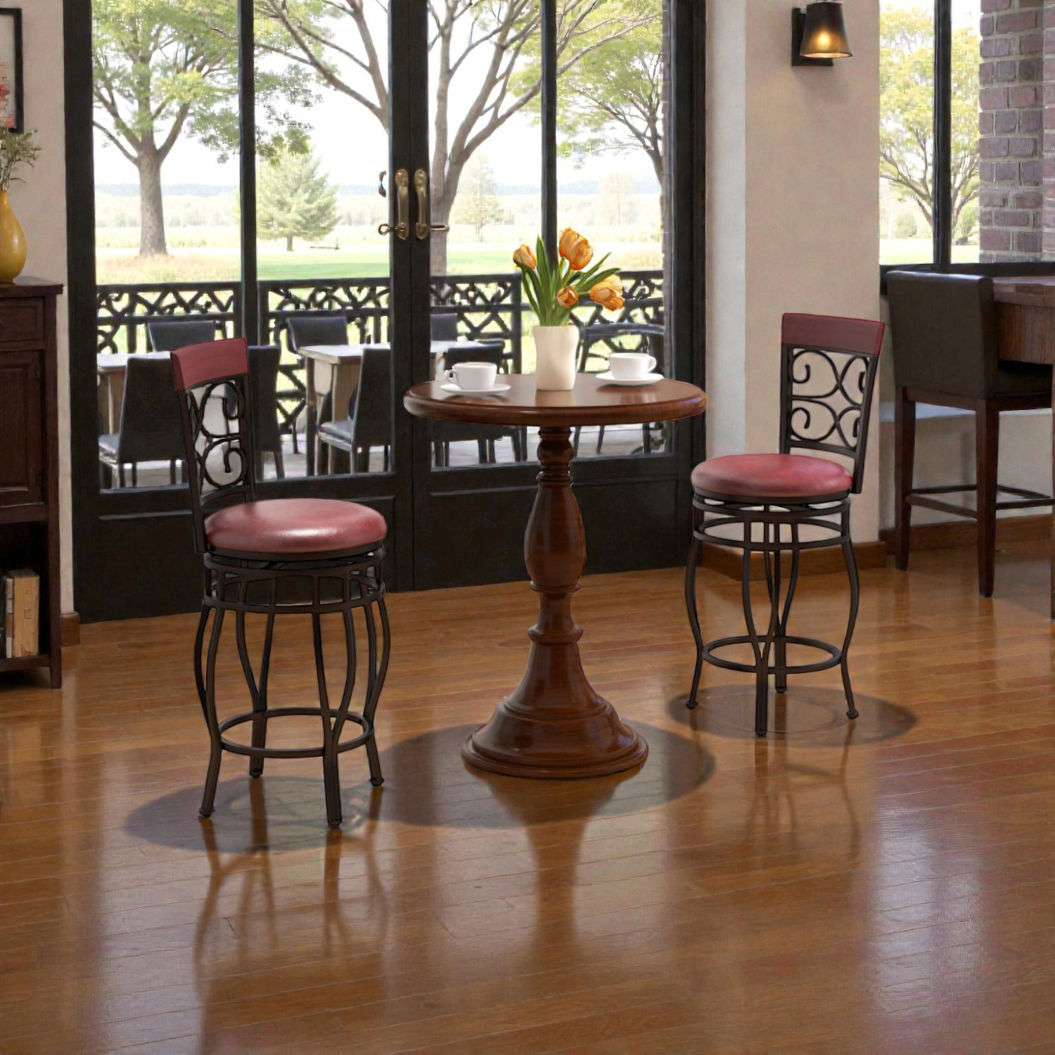 Hivvago Set of 2 Counter-Height Stools with Backrest and 26-Inch Seating Height
