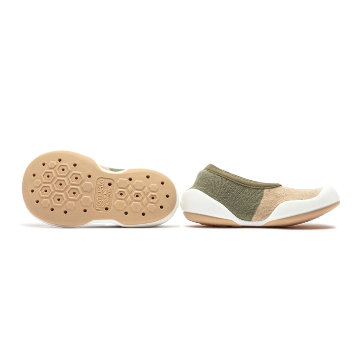Toddler Breathable Washable Non-Slip Sock Shoes Flat-Color Block Olive