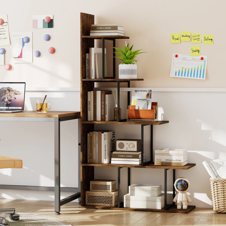 Hivvago 5-Tier 62 Inch Tall Stepped Bookshelf with Heavy Duty Metal Frame