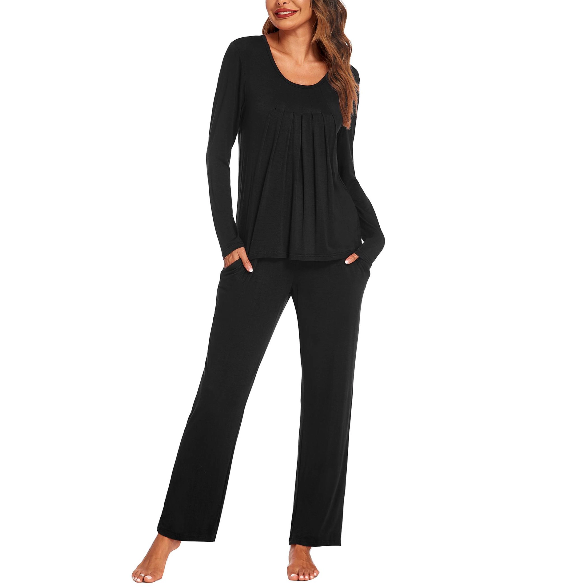 Ekouaer Women's Pajama Set 2 Piece Loungewear Soft Pjs Casual Lounge Sets with Pockets