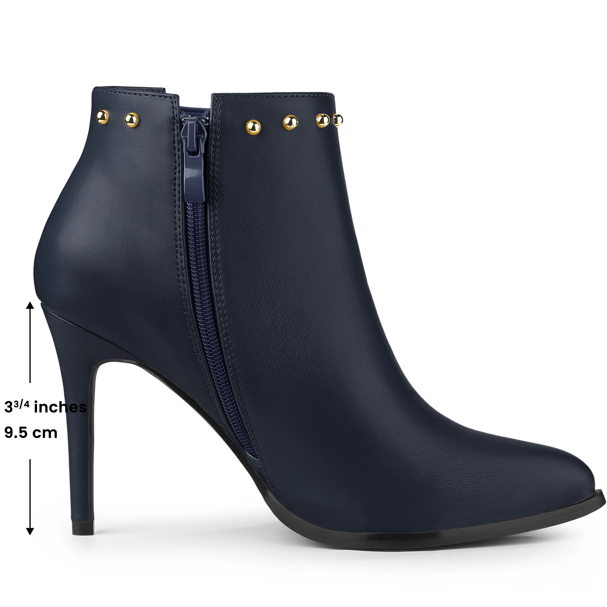BLISSFUL STEP Women Pointed Toe Stiletto Heel Chelsea Ankle Boots