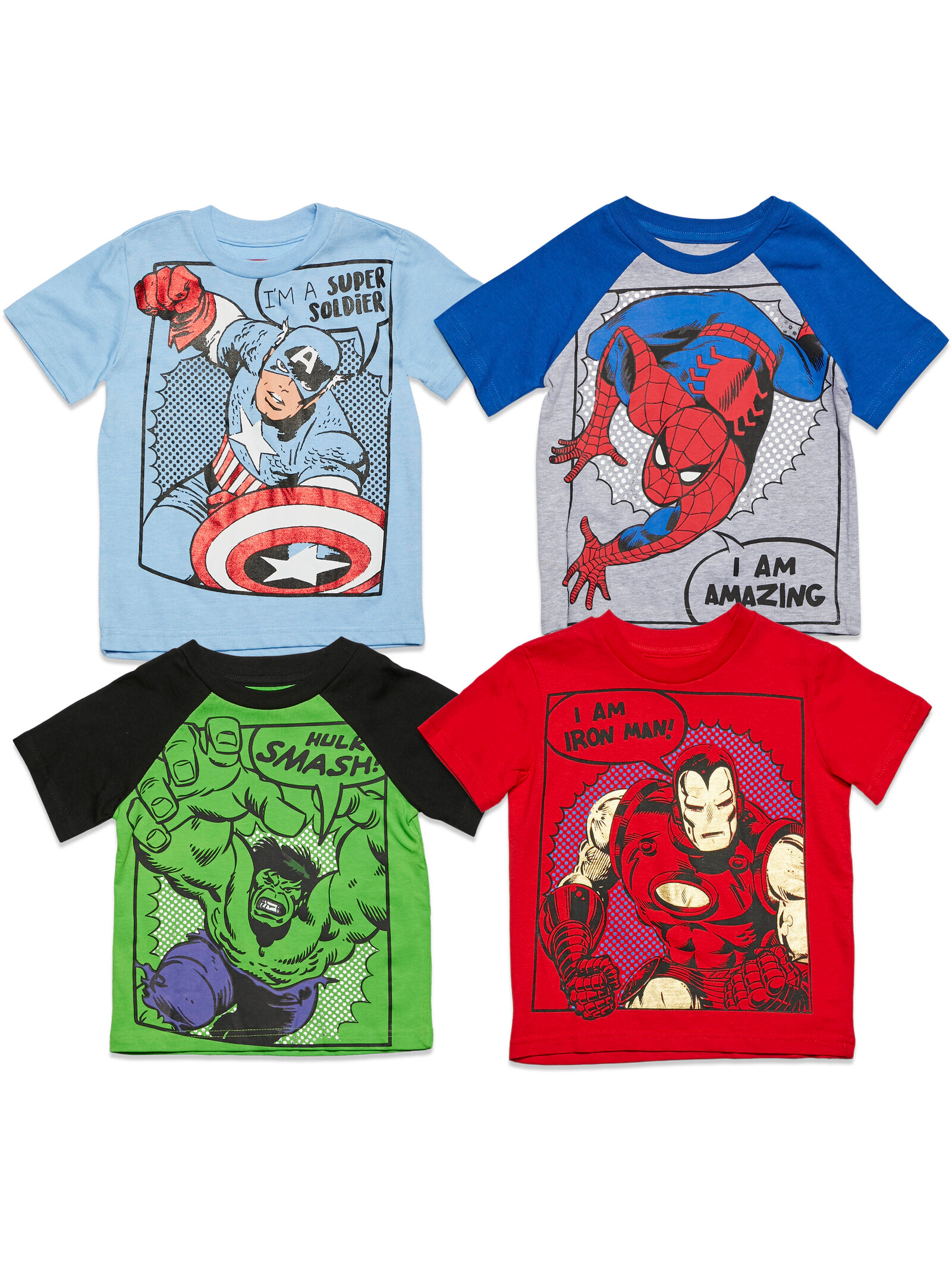 Marvel Avengers 4-Pack Short Sleeve T-Shirts